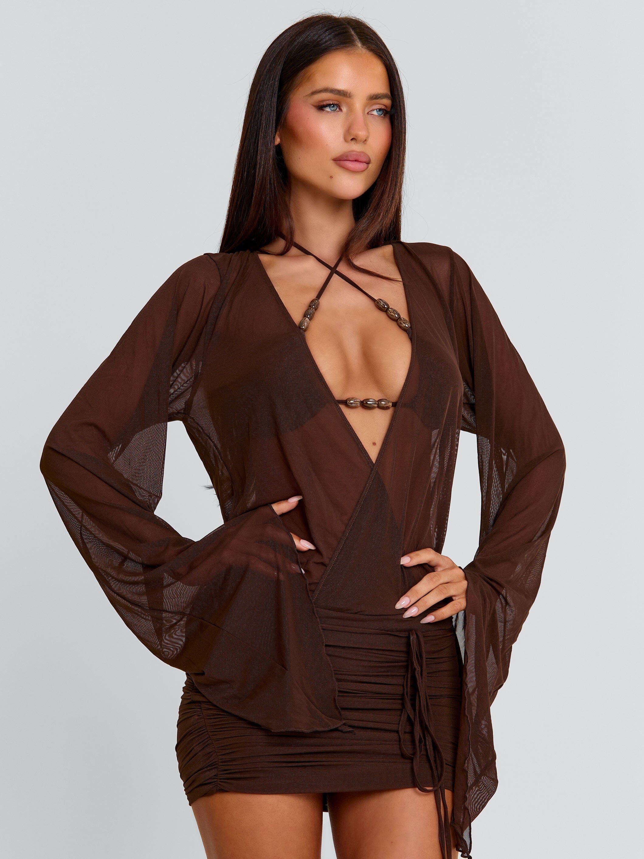 ROBERTA MINI DRESS CHOCOLATE