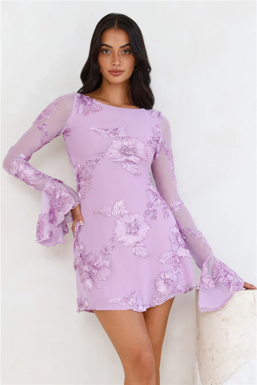 Bright Breezy Long Sleeve Mesh Mini Dress