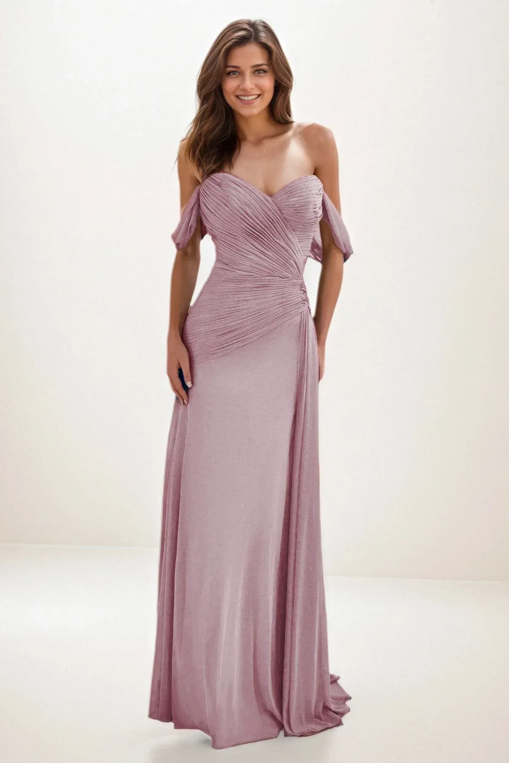 Sheath-Column Maxi Chiffon Wedding Guest Dress CG0288