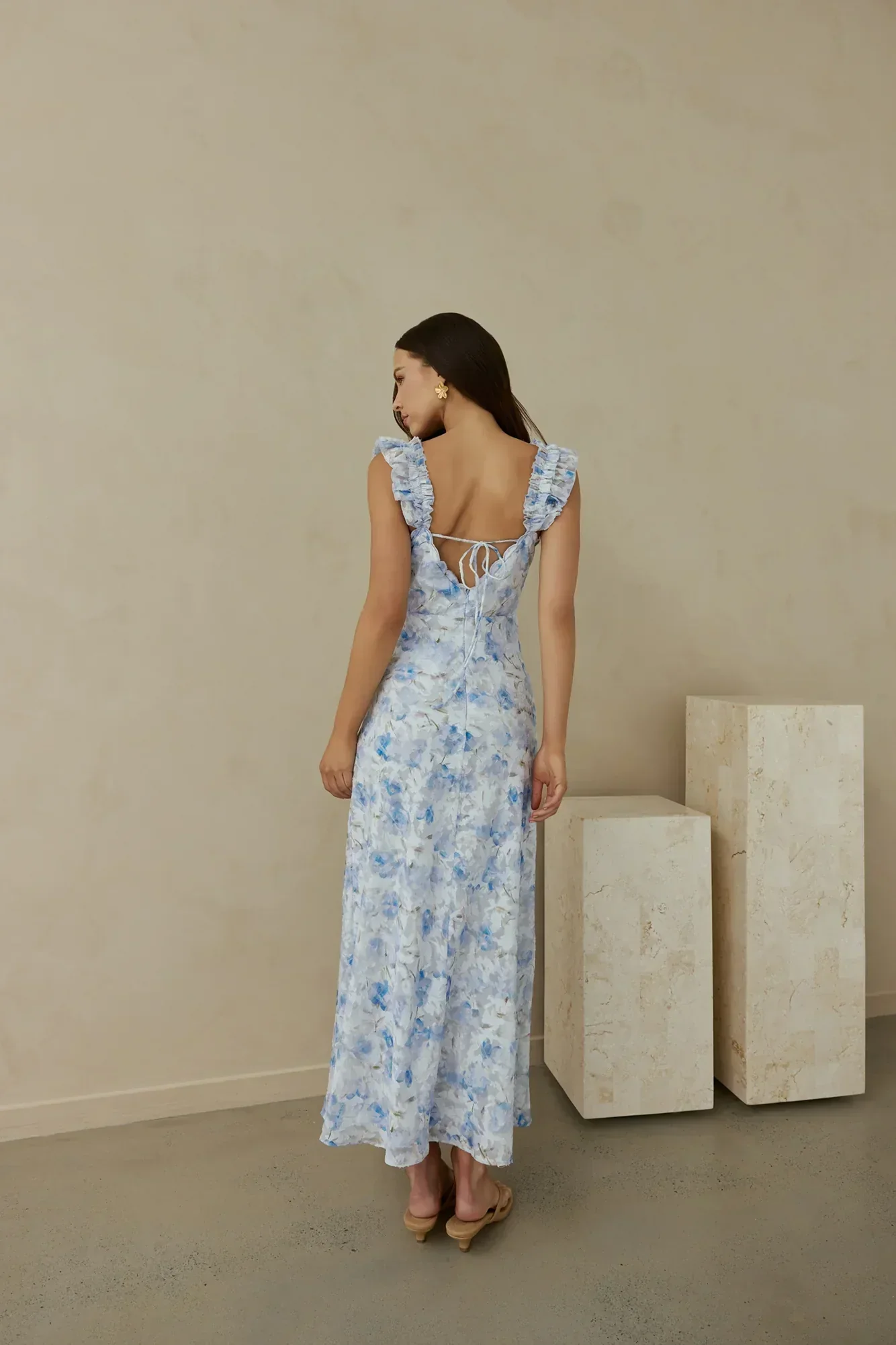 Rose Petal Reverie Midi Dress Blue - luluinthesky