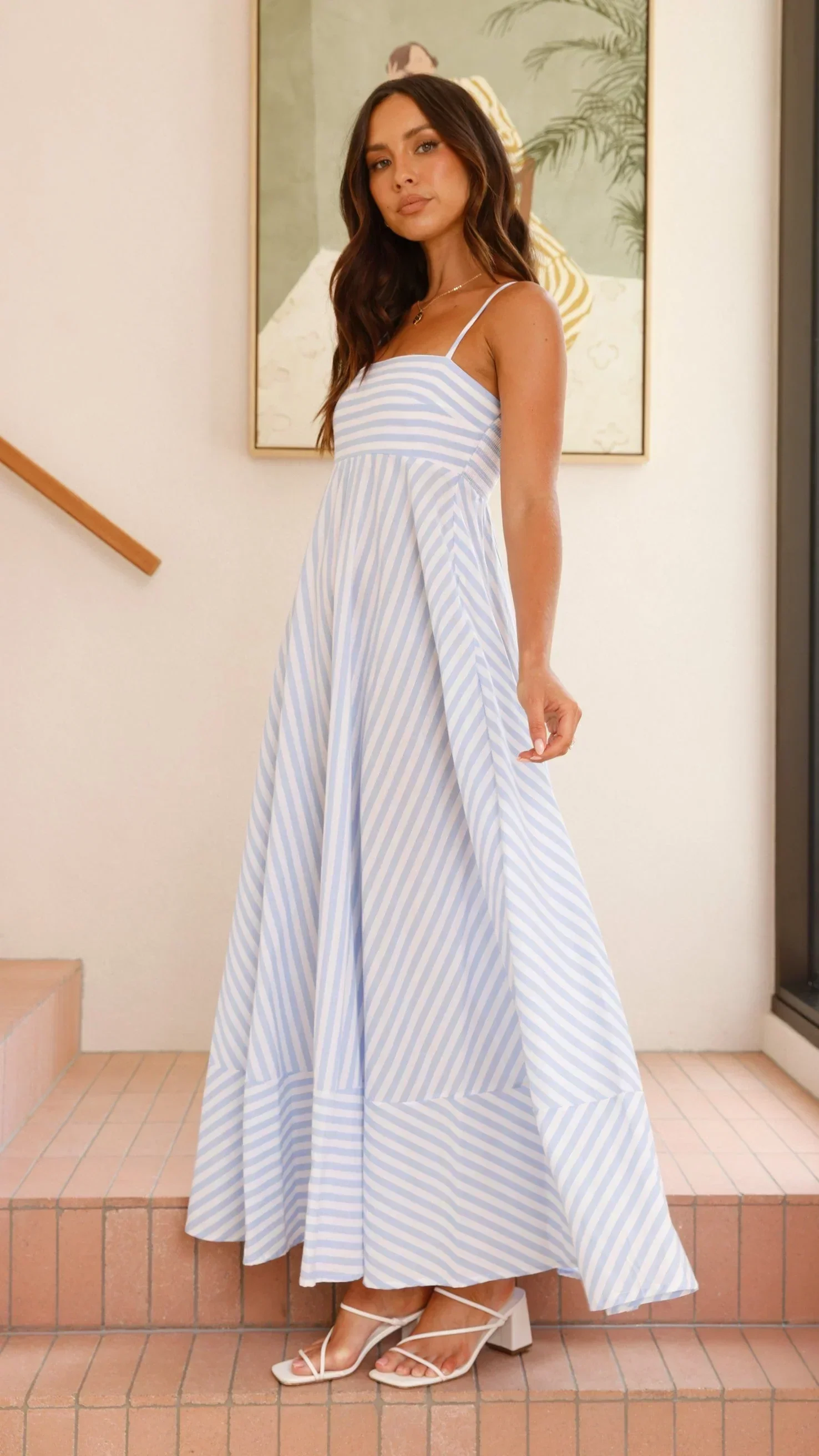 Kaethe Maxi Dress - Baby Blue Stripe - luluinthesky