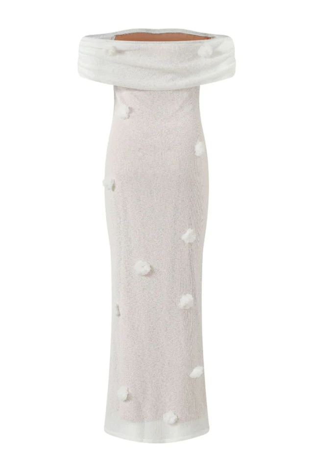 Brooke Off Shoulder Flower Knit Dress