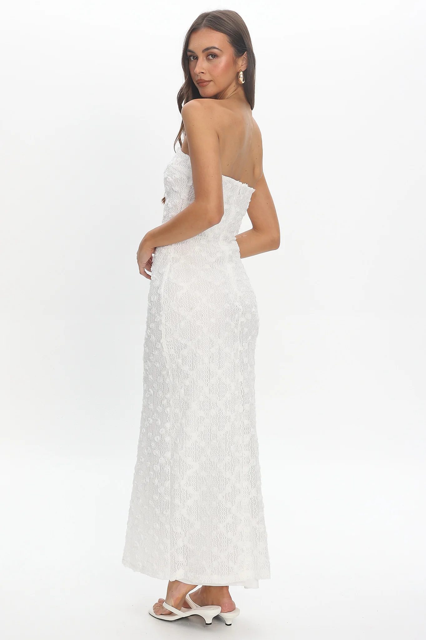 Sancia Front Split Maxi Dress White - luluinthesky