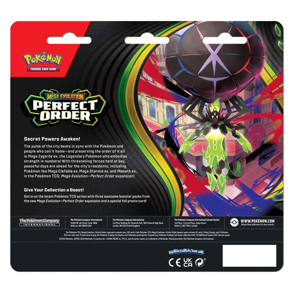 Pokémon TCG: ME03 Mega Evolution Perfect Order Three-Booster Blister (30 Cards & Bonus Foil Promo Card)