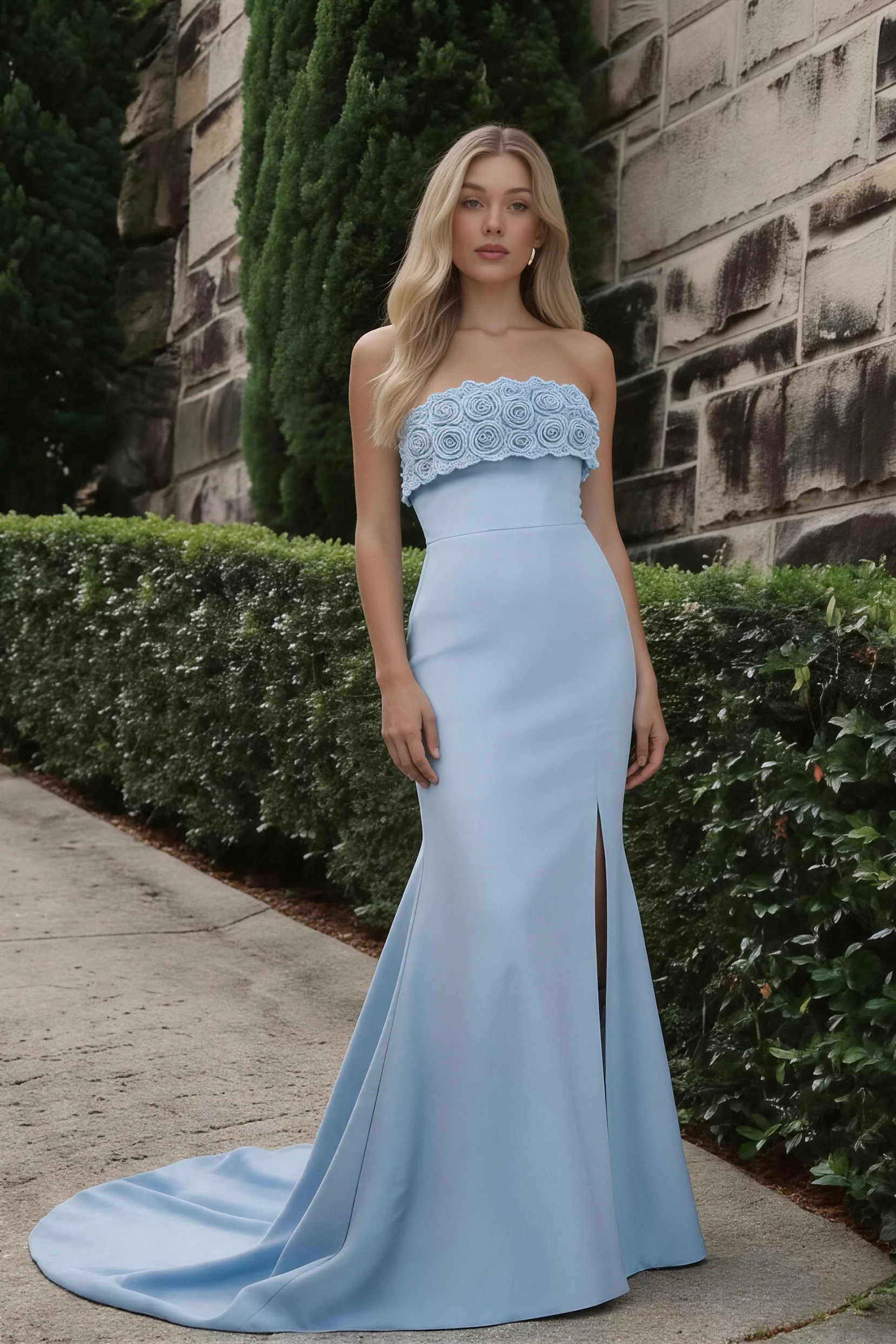 Trumpet-Mermaid Sweep-Brush Train Stretch Crepe Bridesmaid Dress CS0591BM