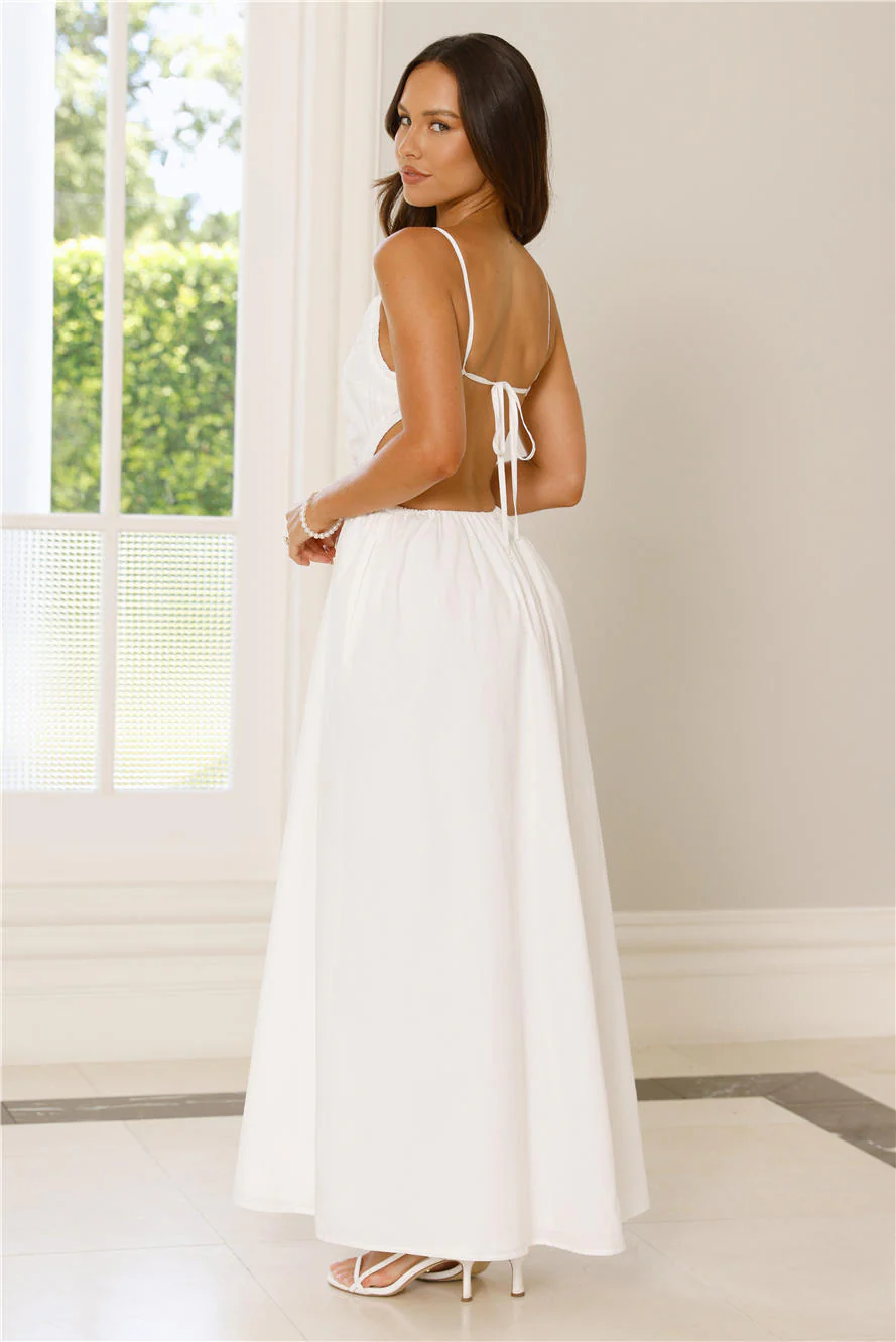 Lantern Trail Maxi Dress White - luluinthesky