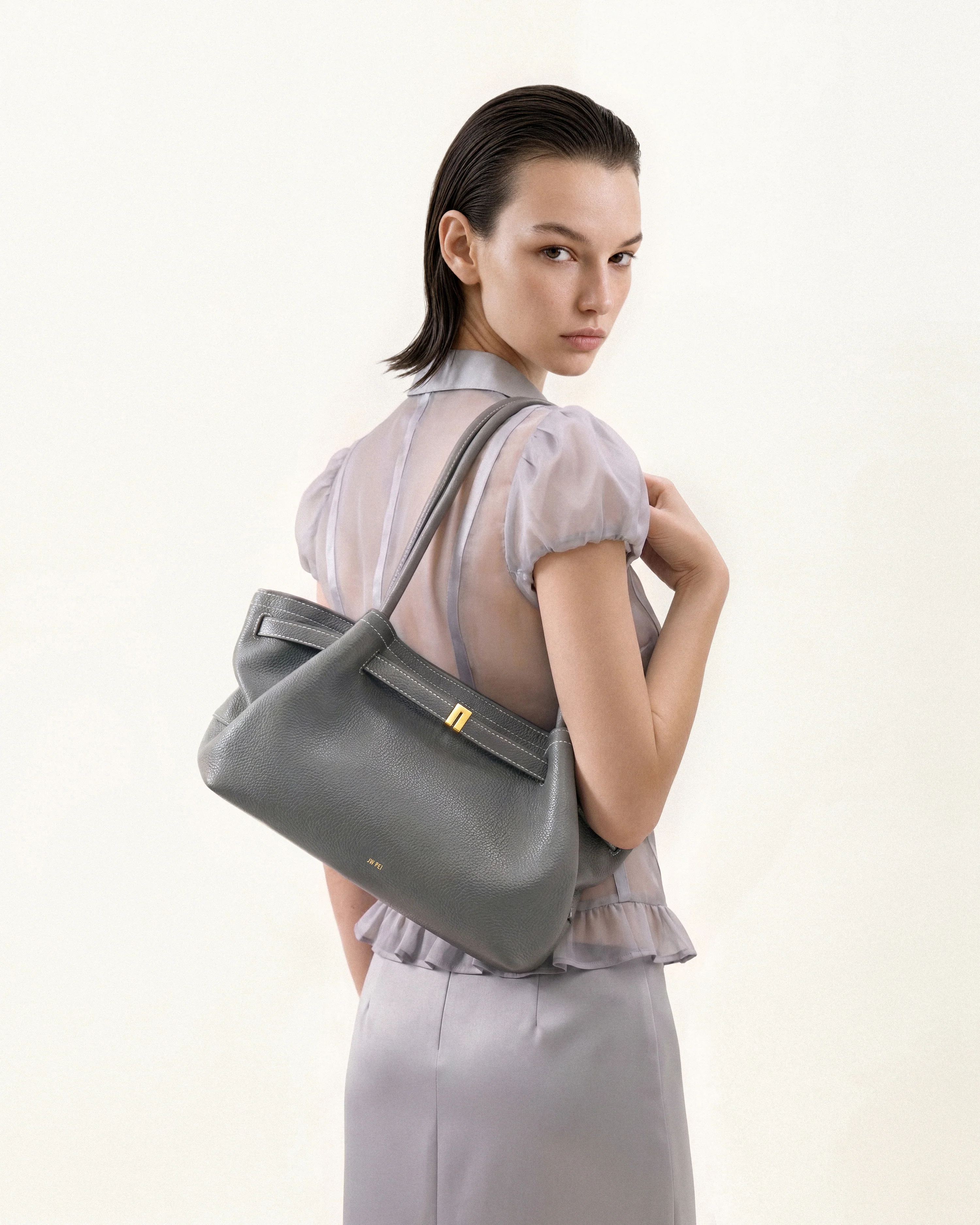 Hana Wide Tote Bag - Grey