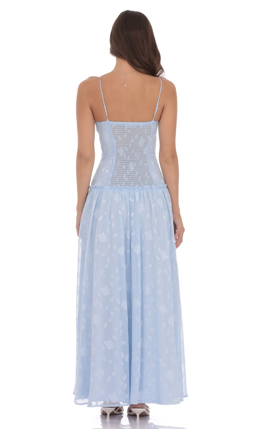 Floral Chiffon Maxi Dress in Light Blue