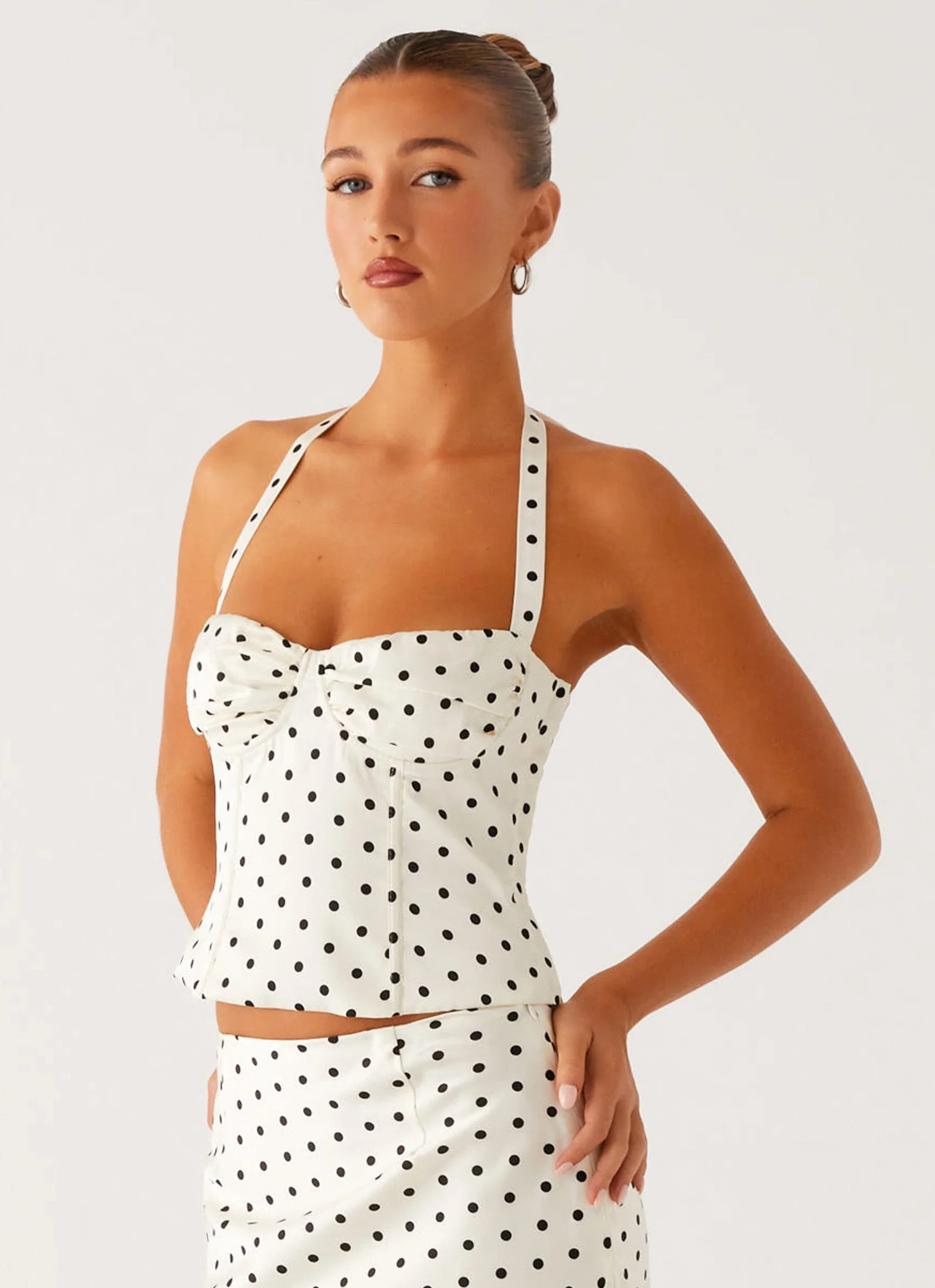 Breanne Top - White Polka Dot