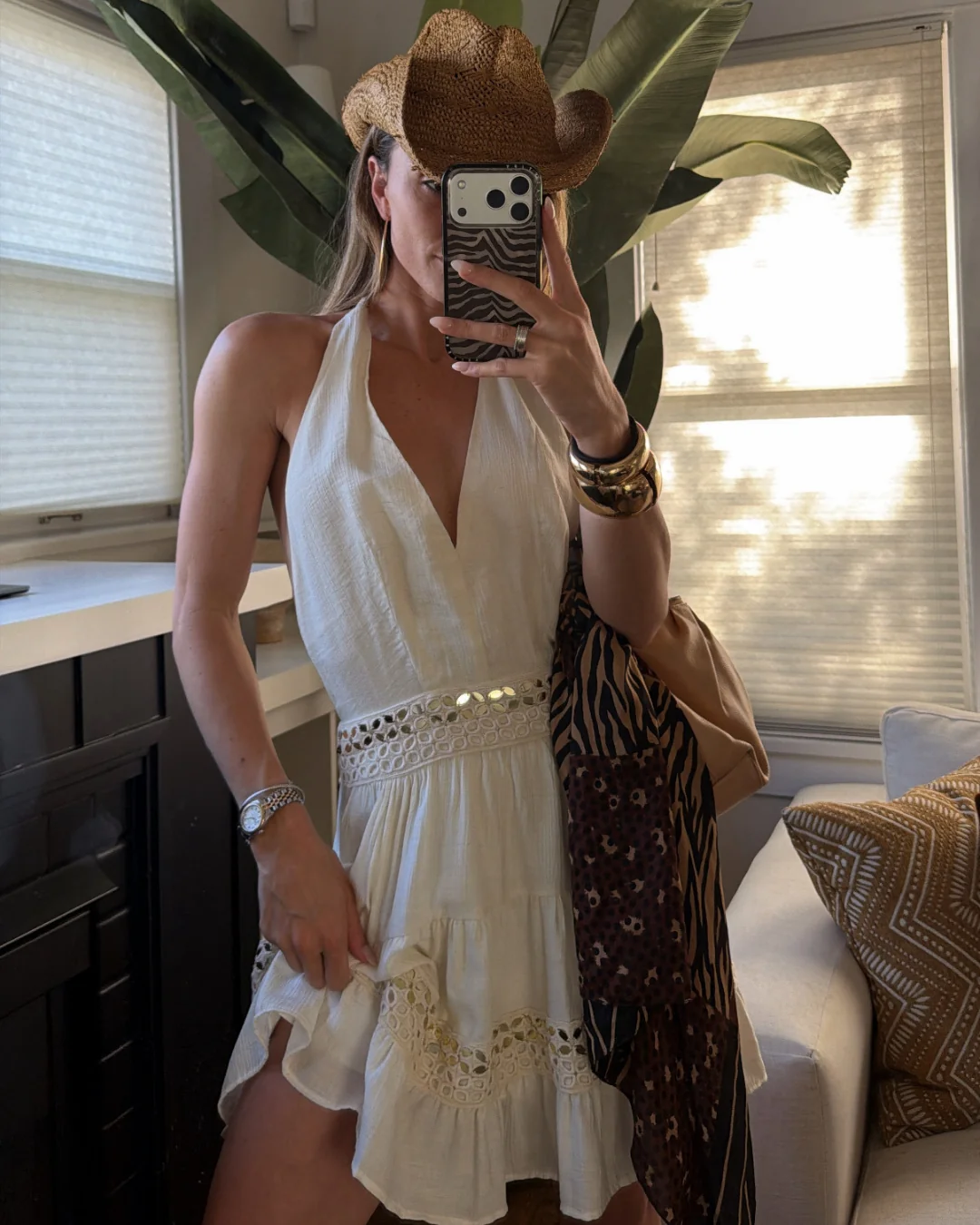 Solana White Halter Mini Dress