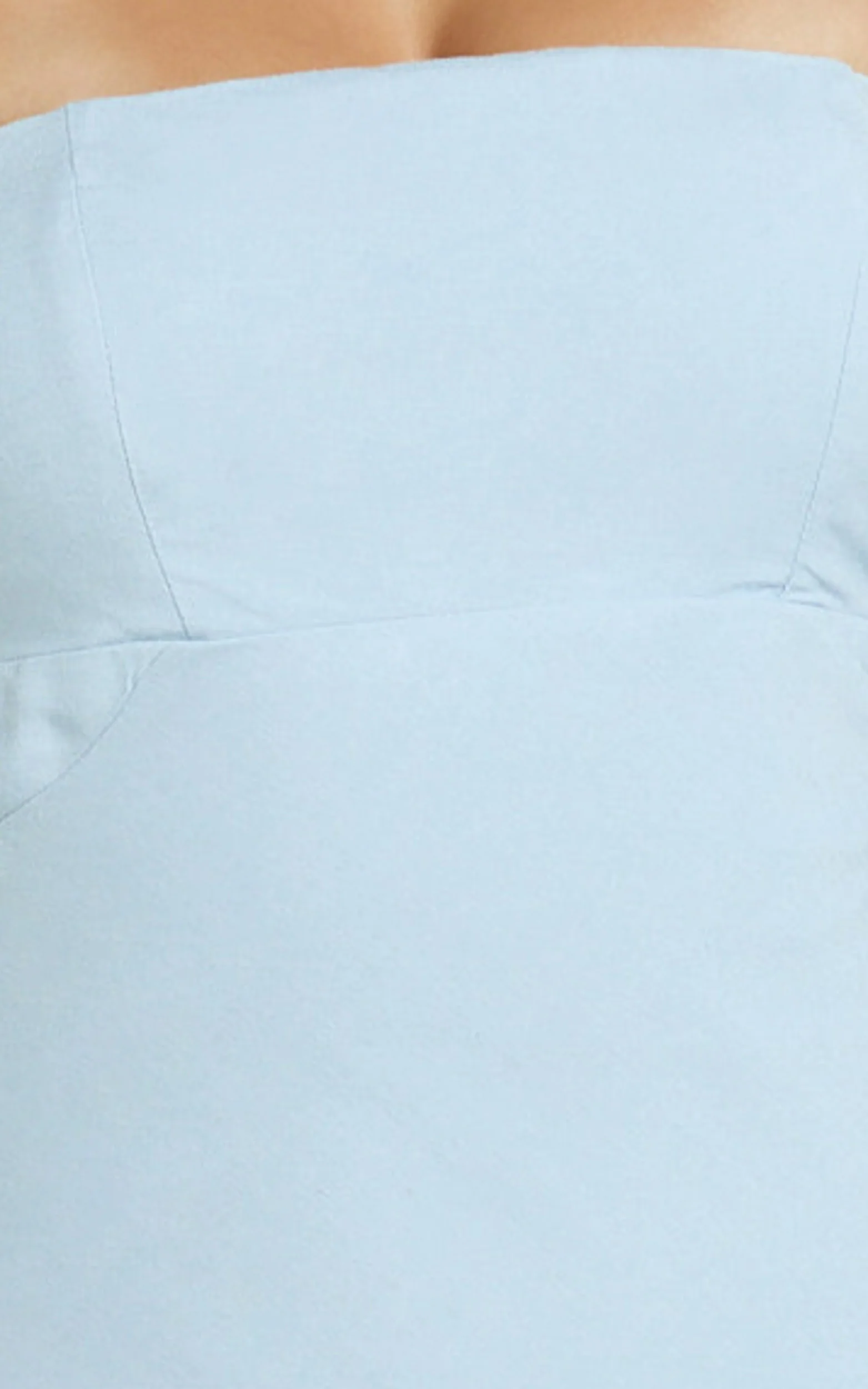 Rissie Mini Dress - Strapless Open Back Dress in Blue