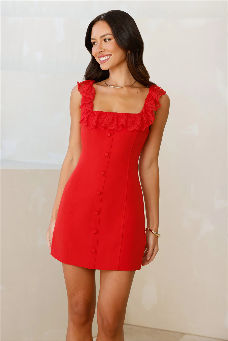 Caviar Rose Mini Dress Red