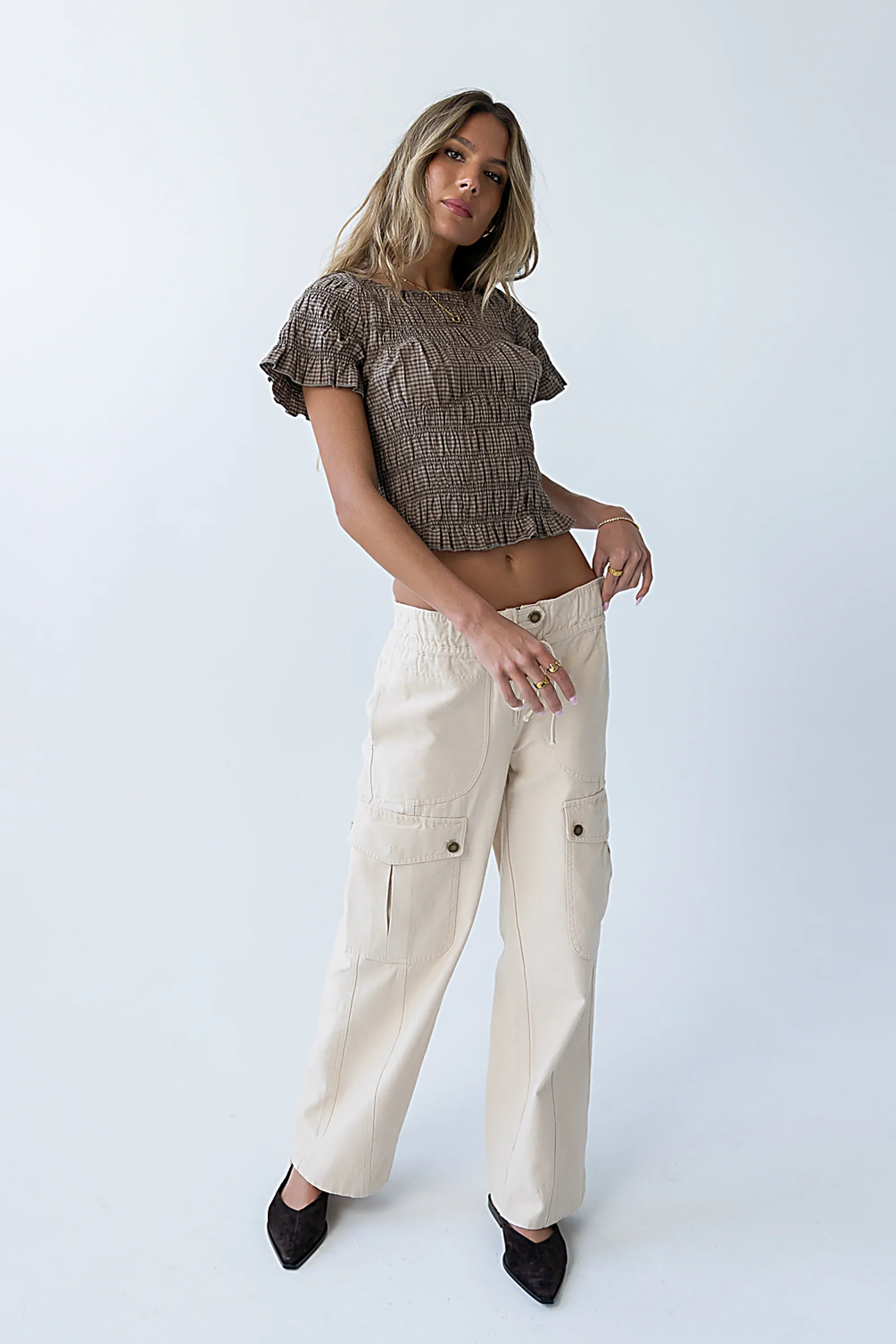 Marta Smocked Blouse in Olive