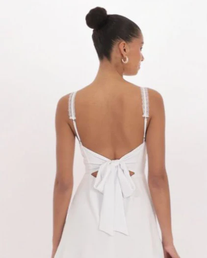 LACE STRAP DRESS WITH BOW DETAIL