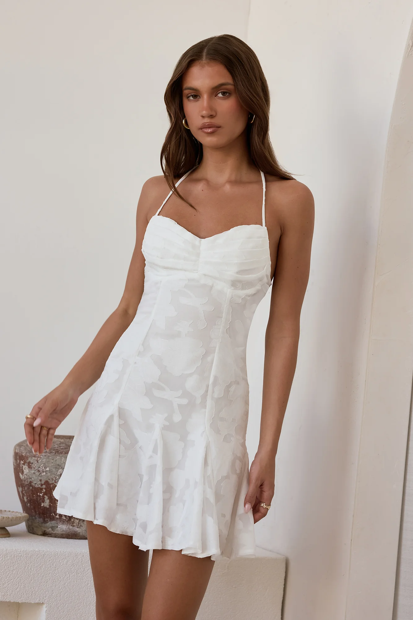 Dancing Alone Halter Mini Dress White - luluinthesky