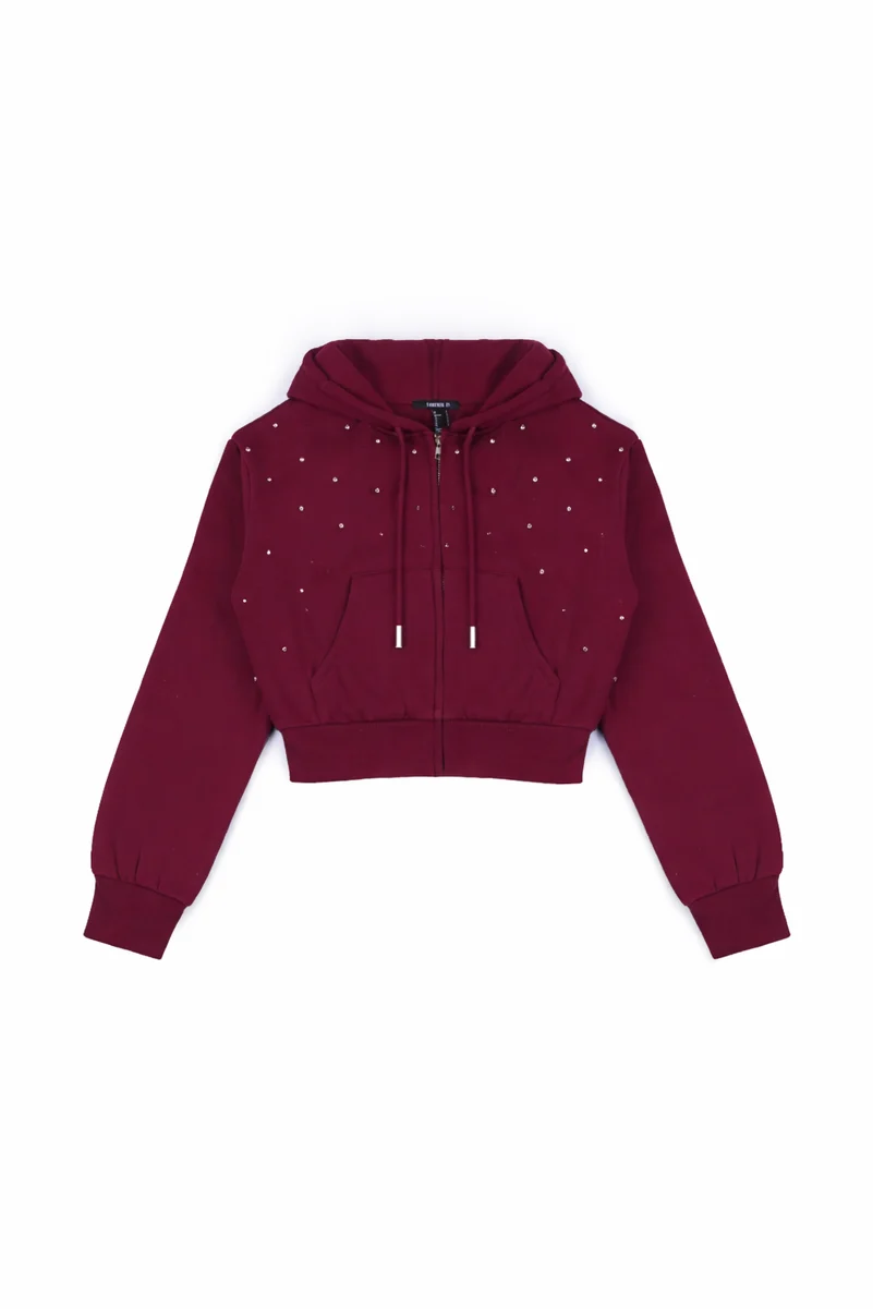 Cropped Embellished Hoodie