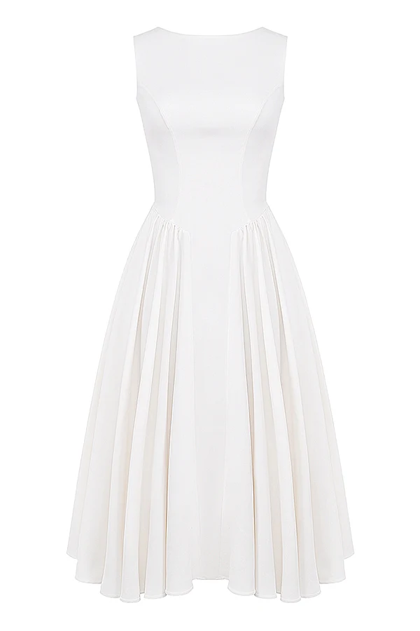 White Twill Midi Sundress