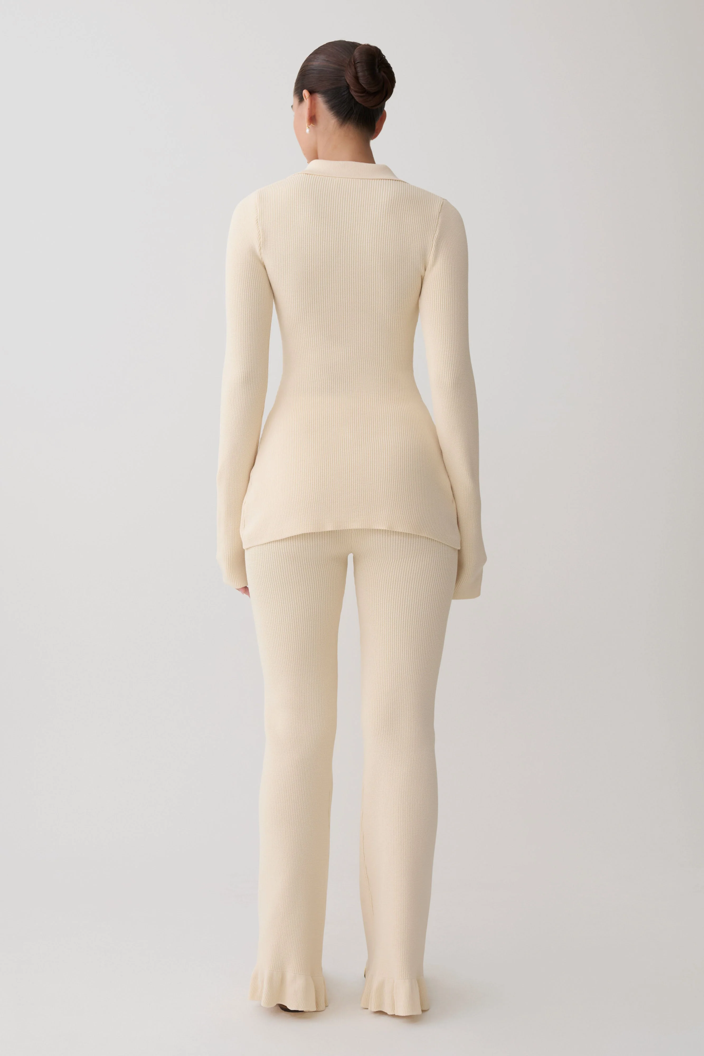 Suzie Ribbed Flared Pants - Ivory