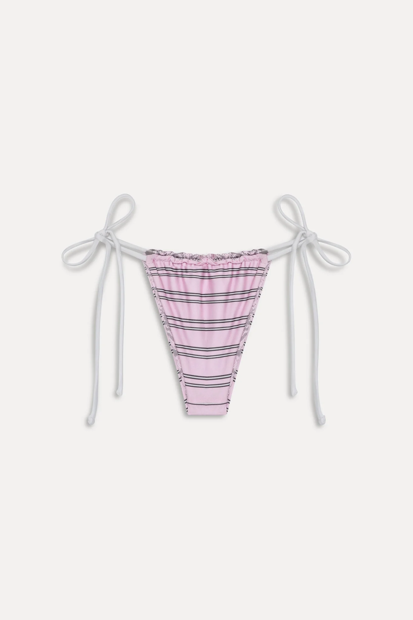 Tia Reversible Satin Bikini Bottom - Pink Stripe