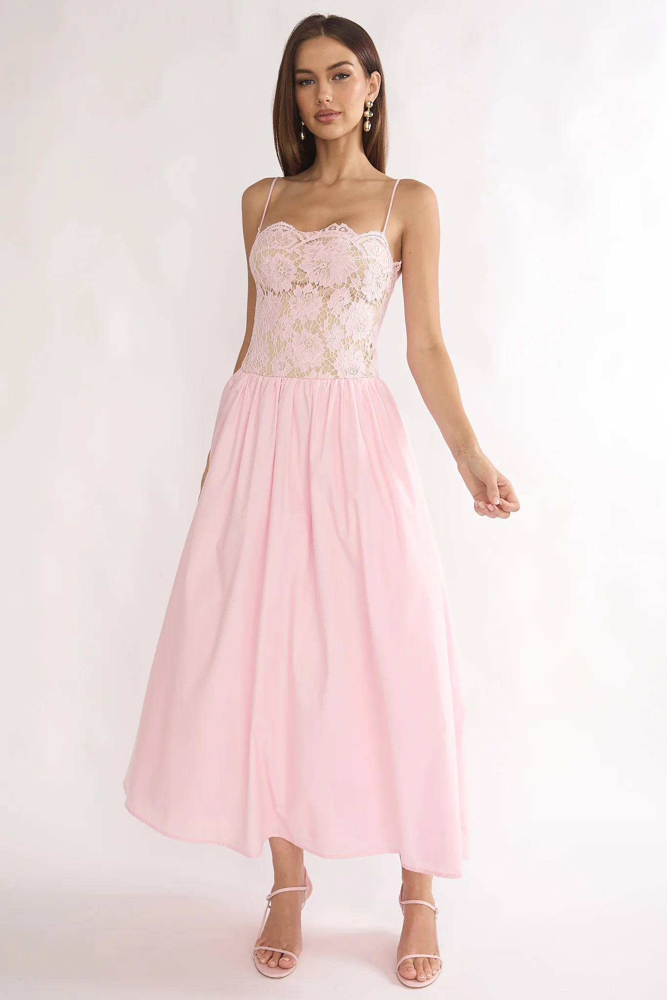 She's A Lady Lace Bodice Maxi Dress Pink - luluinthesky