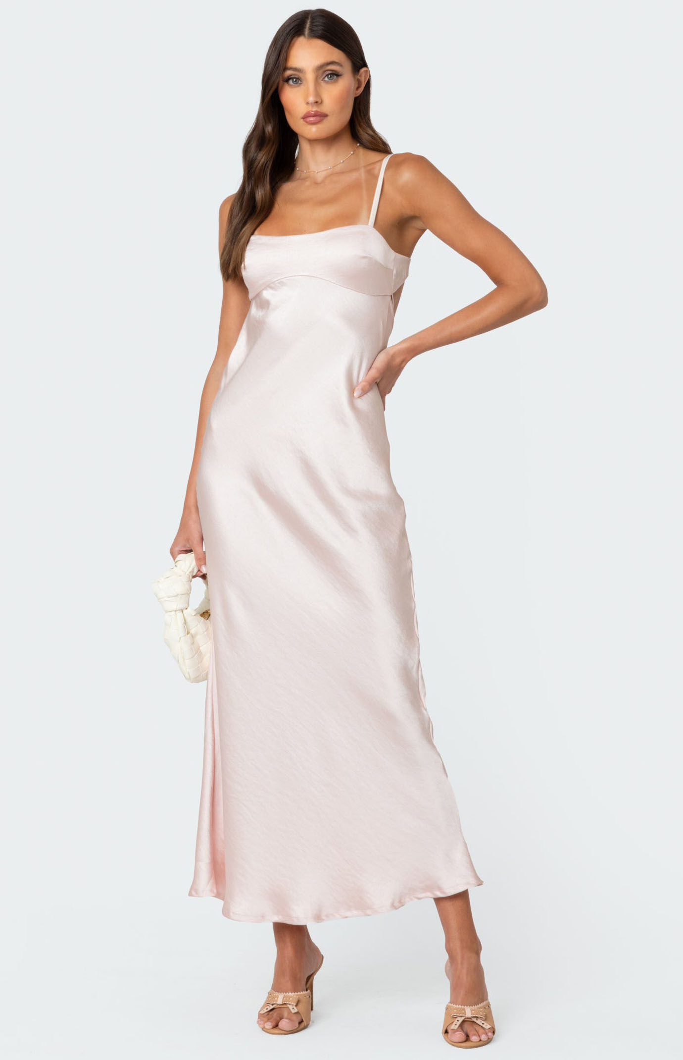 Edikted Vienna Open Back Satin Maxi Dress