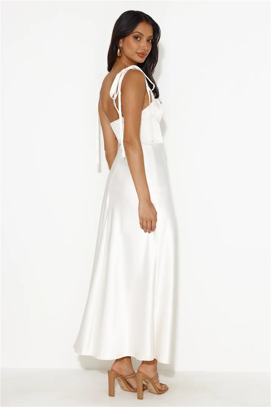Define Luxury Satin Maxi Dress Cream