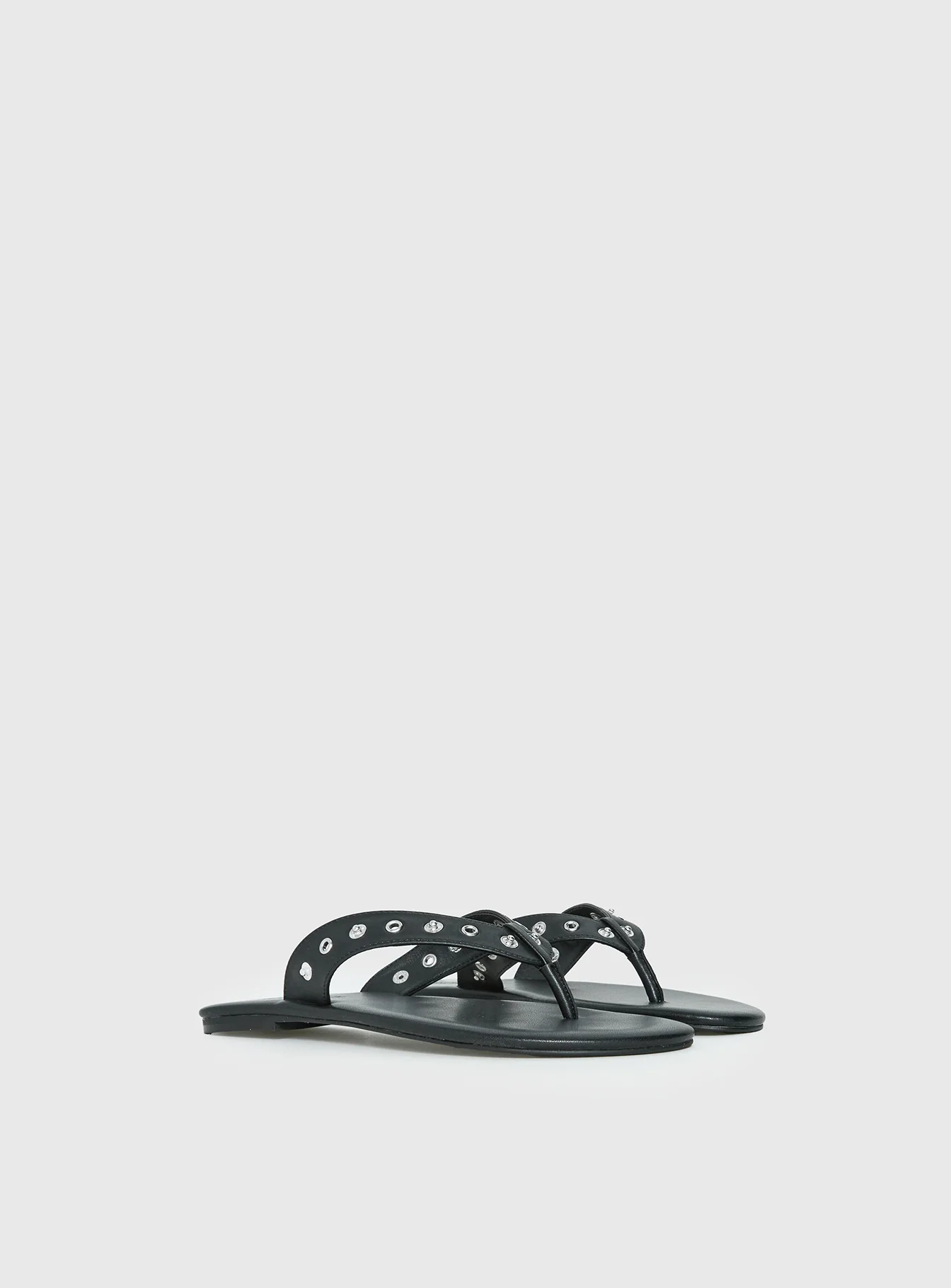 Lyana Eyelet Detail Sandals Black