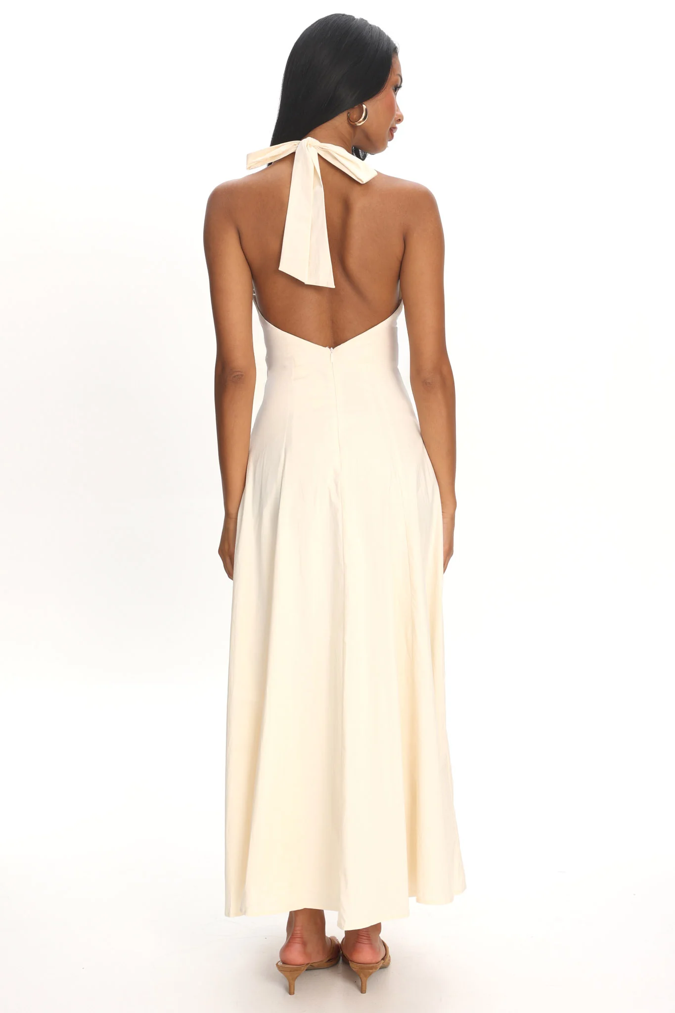 Brea Halterneck Midi Dress Vanilla - luluinthesky