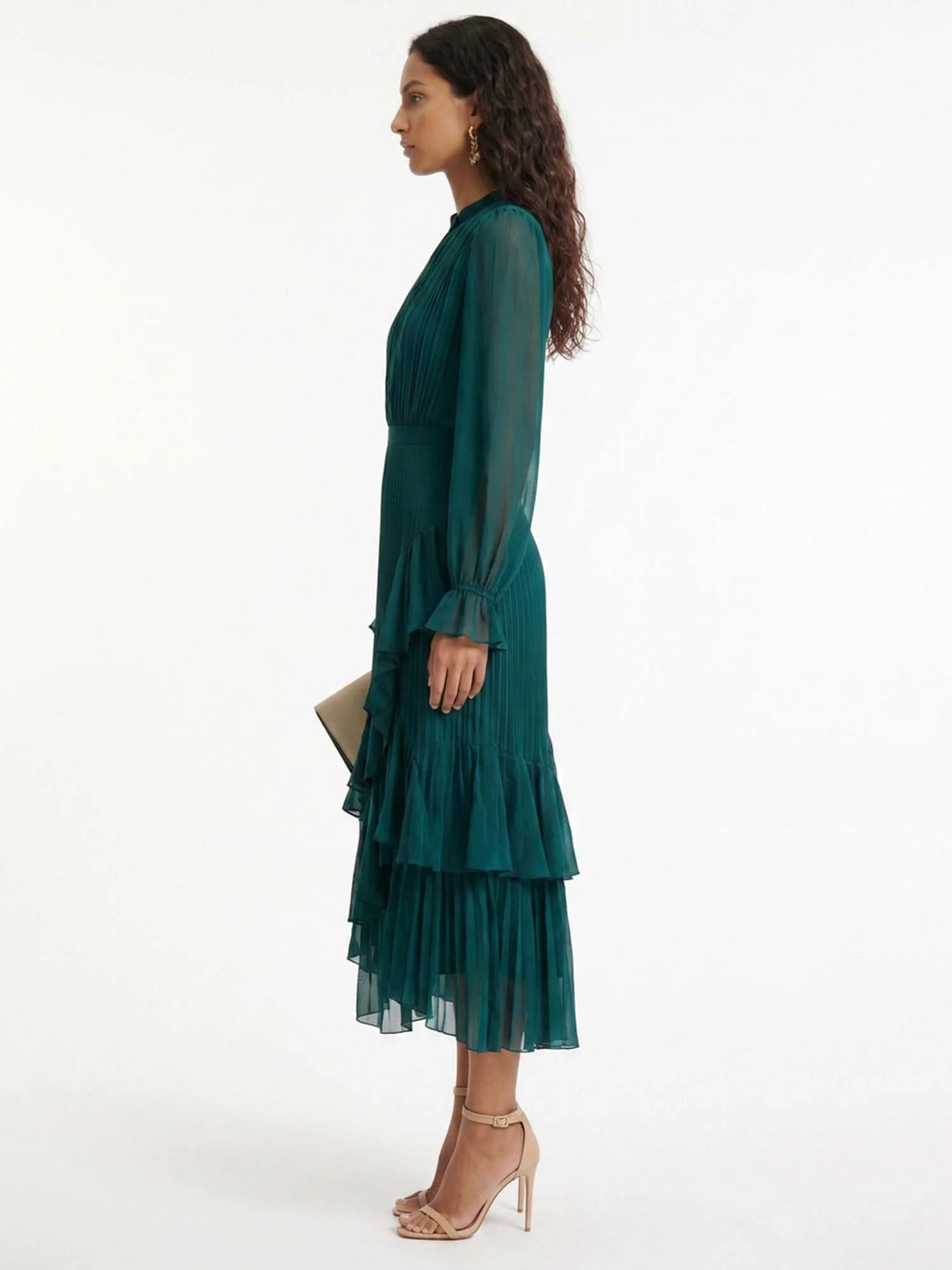 Teal Cascade Midi Dress