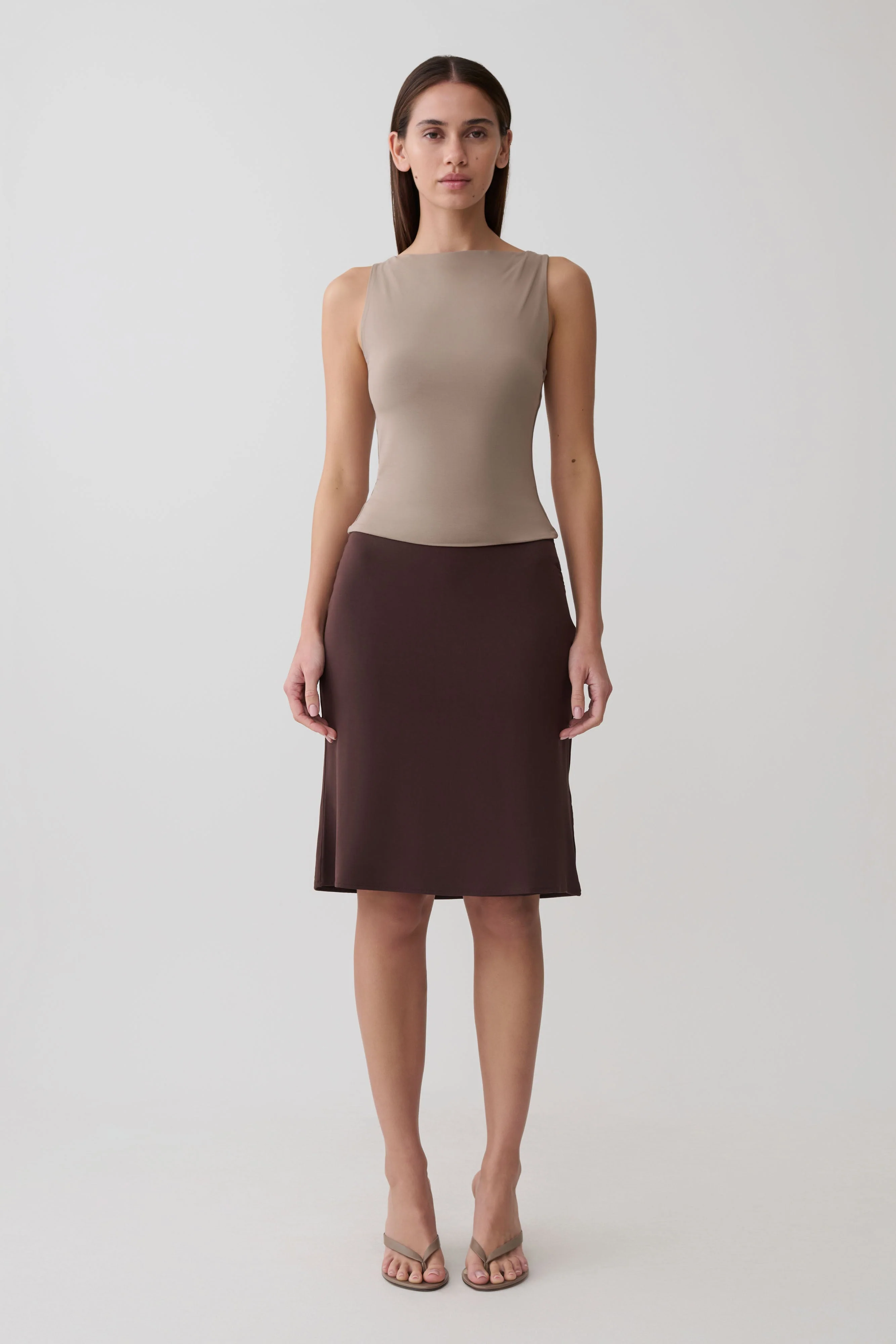 Greer Knee Length Skirt - Espresso