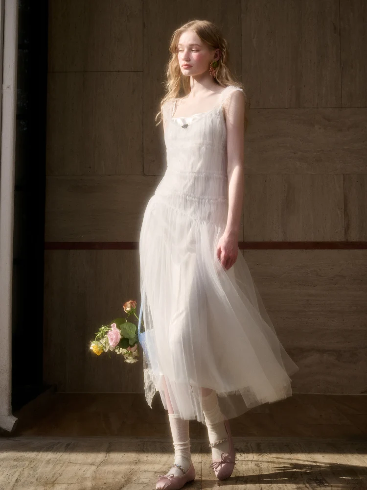 100% Soft Fluffy Tulle Long Dress