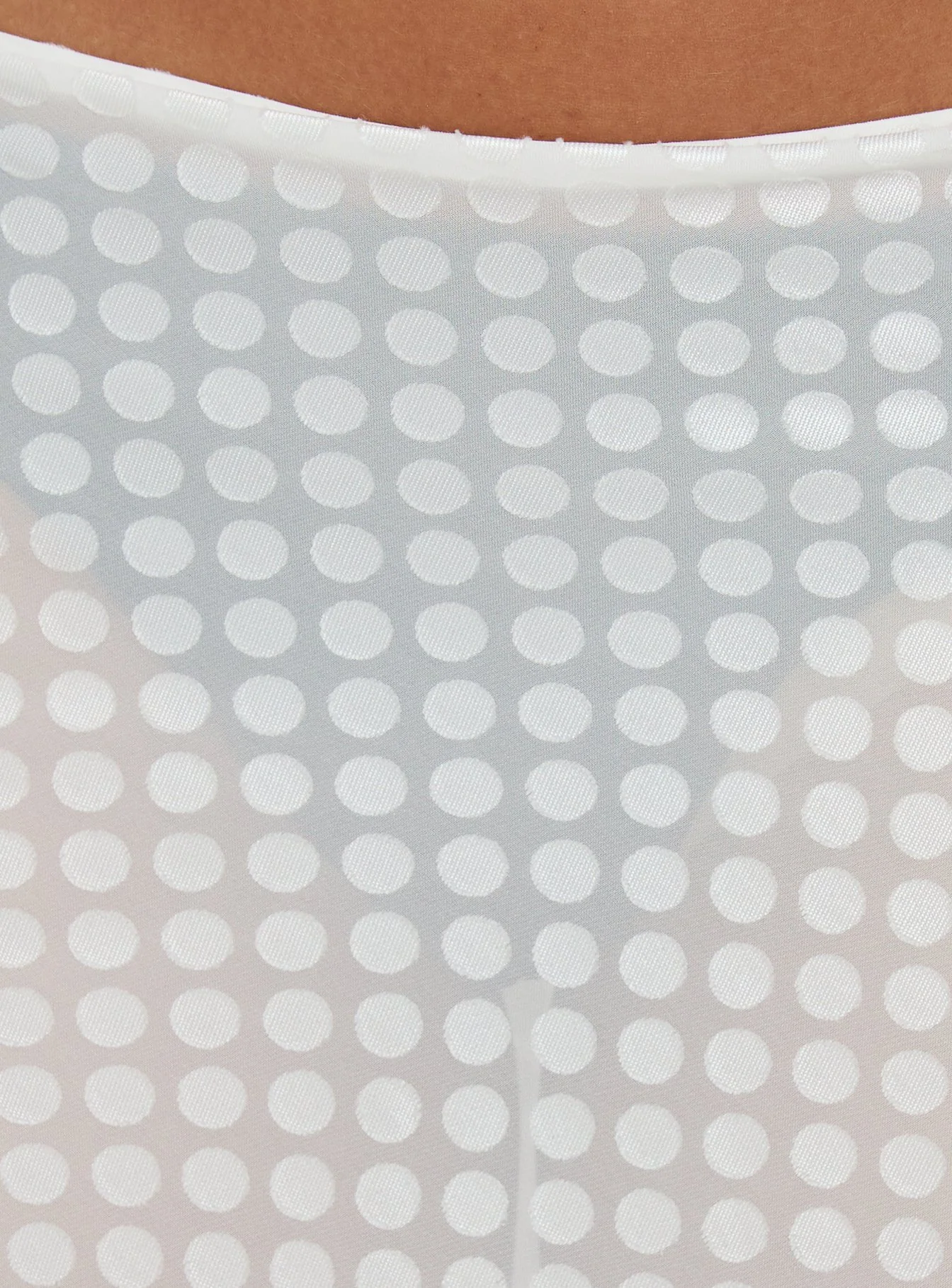 Evangela Sheer Midi Skirt White Polka Dot