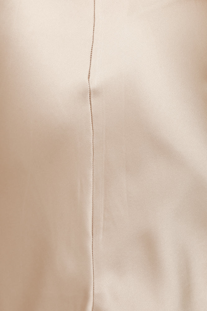 Feel Like Laughing Satin Midi Dress Beige