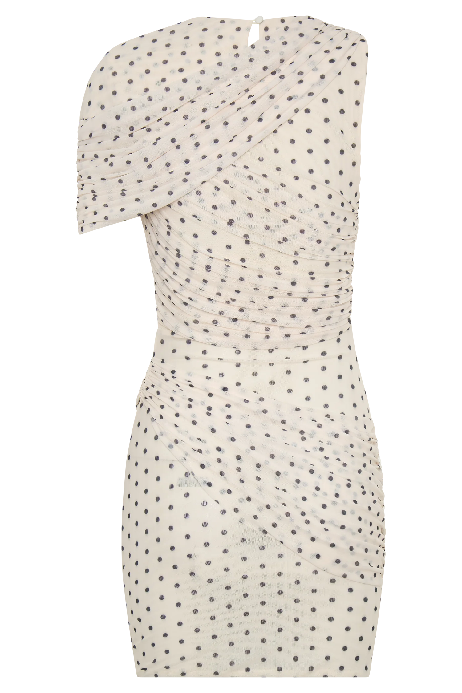 Adrienne One Shoulder Mesh Mini Dress - Polka Dot