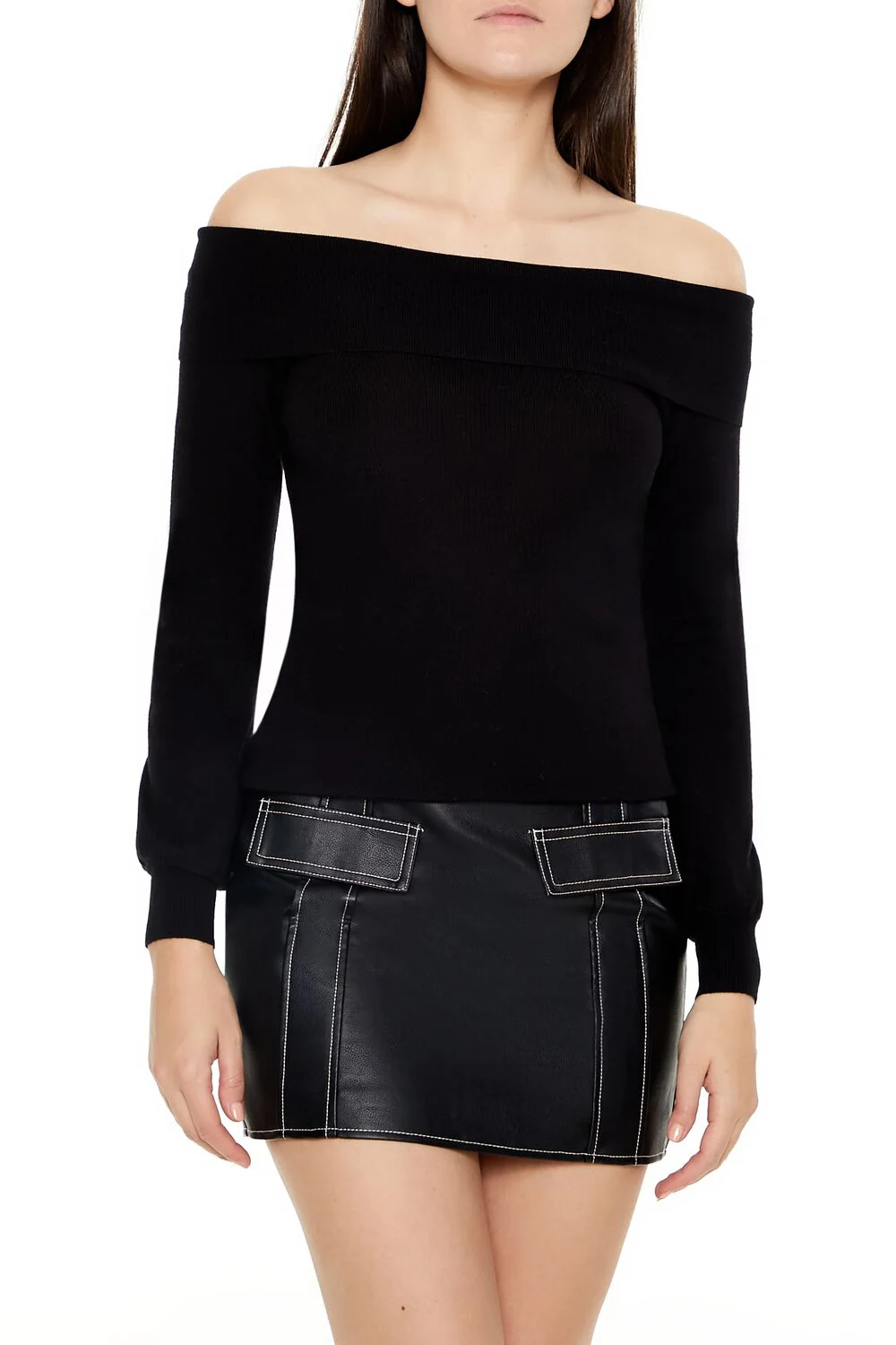 Fitted Off-the-Shoulder Sweater