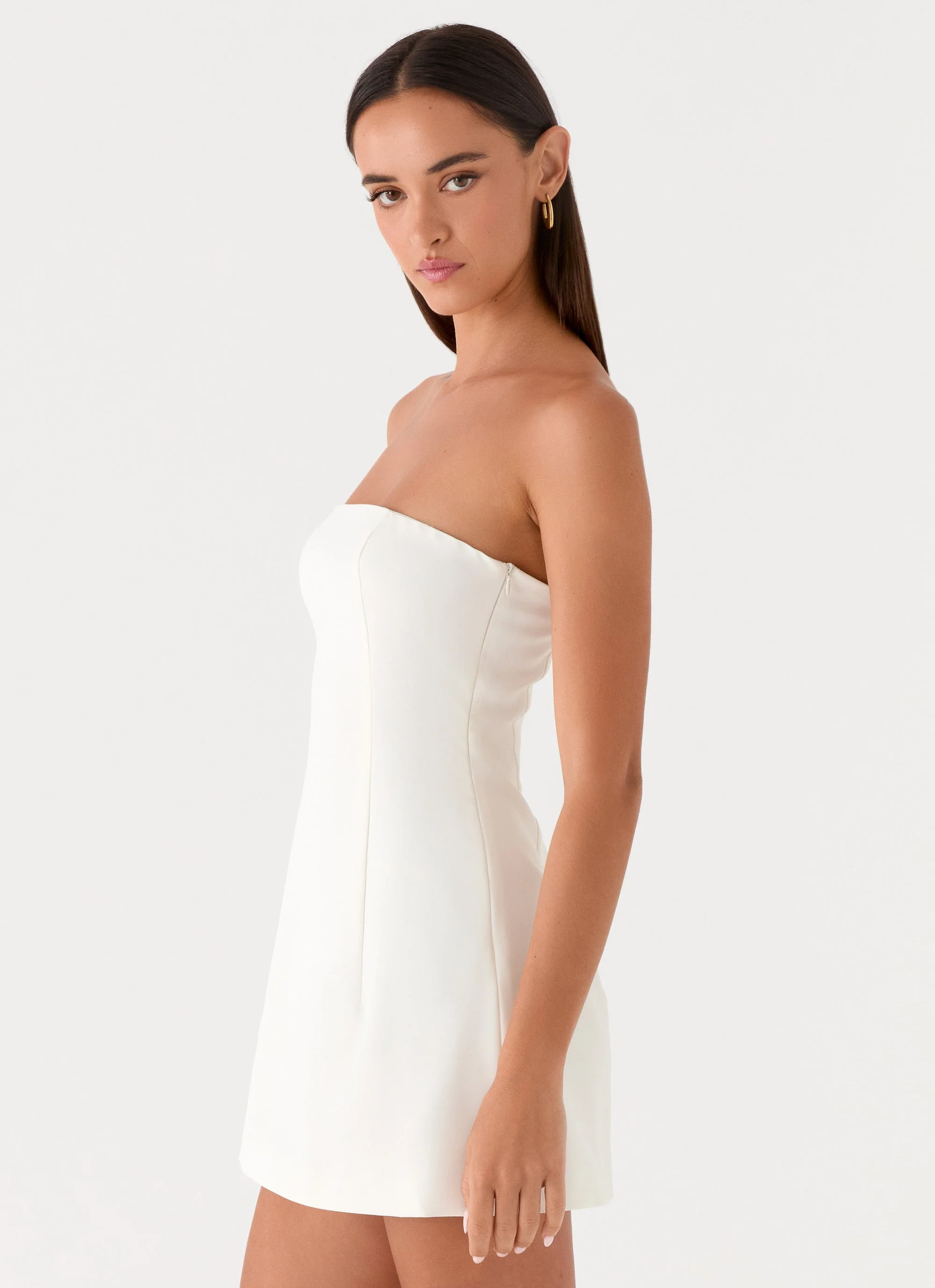 Della Strapless Mini Dress - White