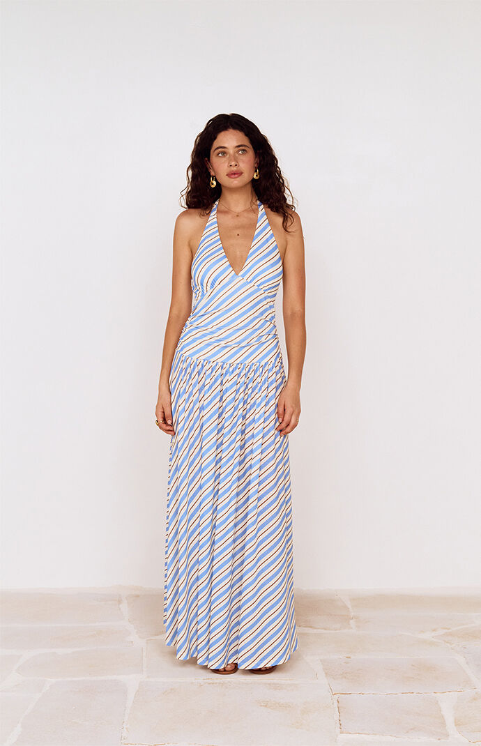 MINKPINK Striped Sancia Halter Midi Dress