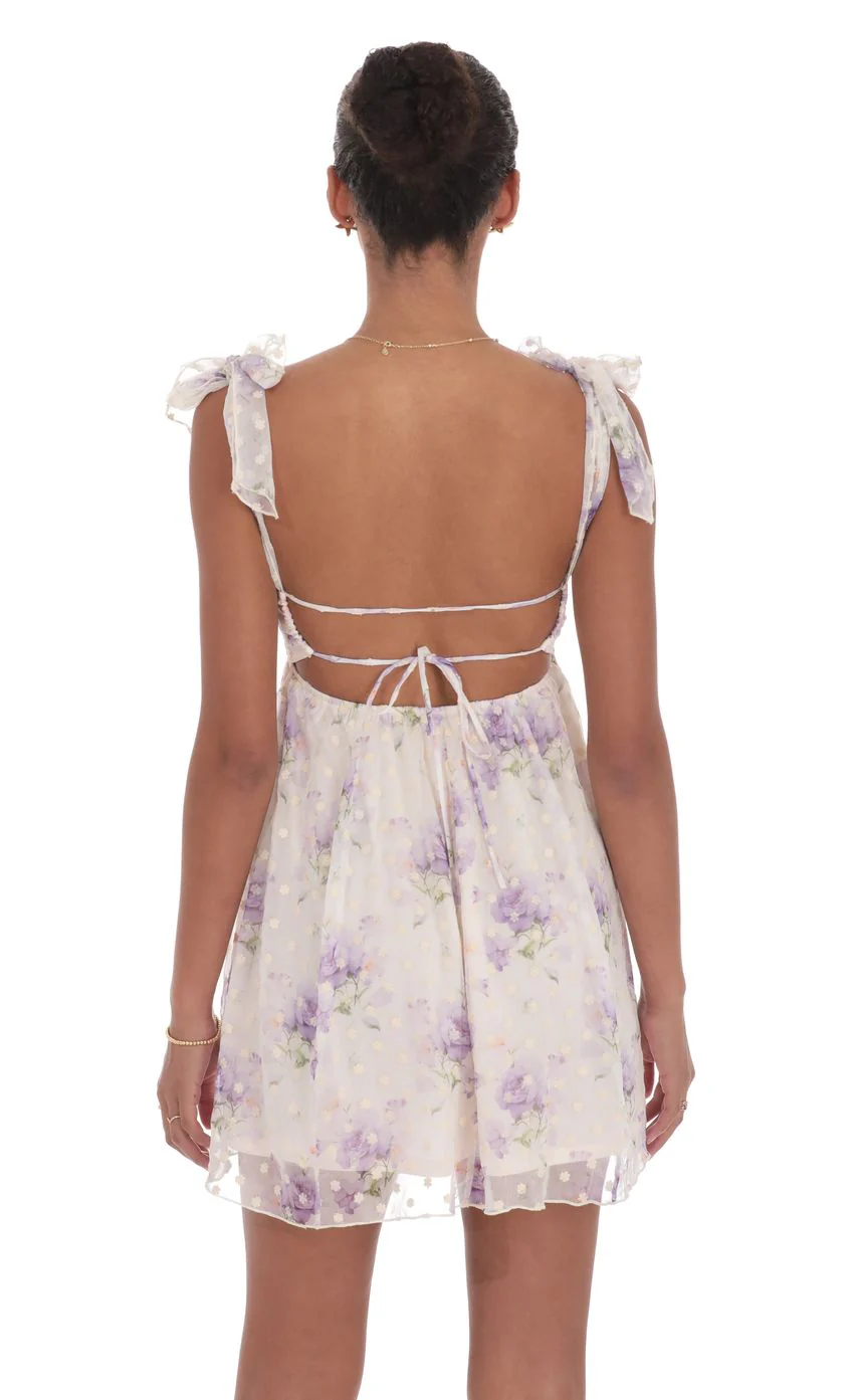 Floral Babydoll Dress in Cream