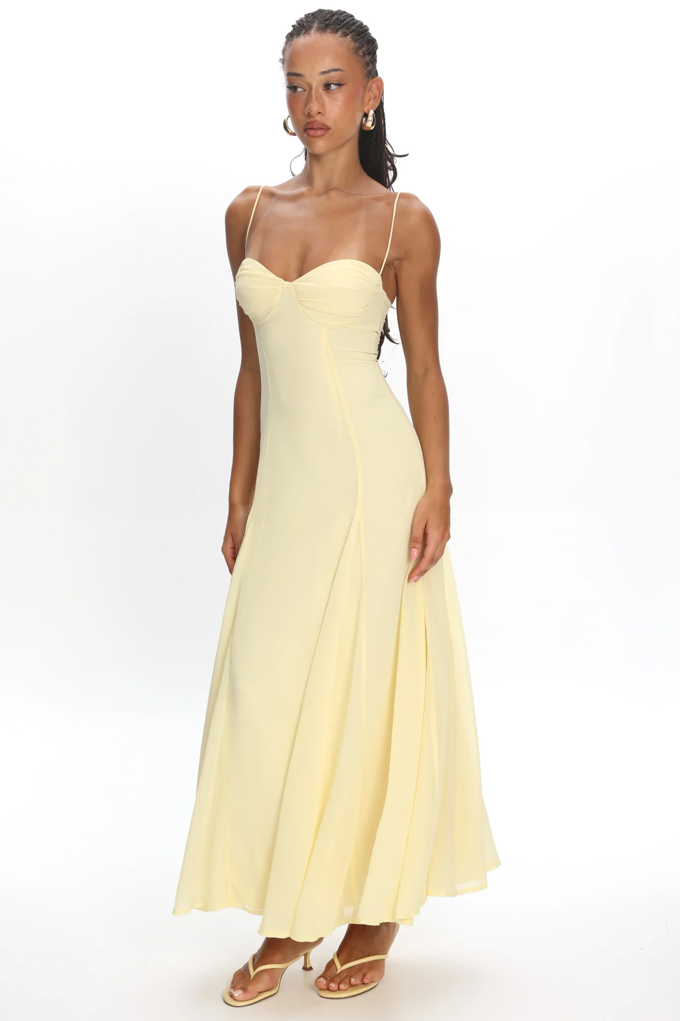 All Mine Godet Hem Maxi Dress Butter - luluinthesky