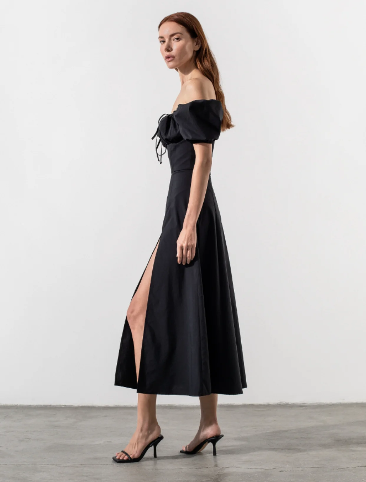 Tallulah White Puff Sleeve Midi Dress