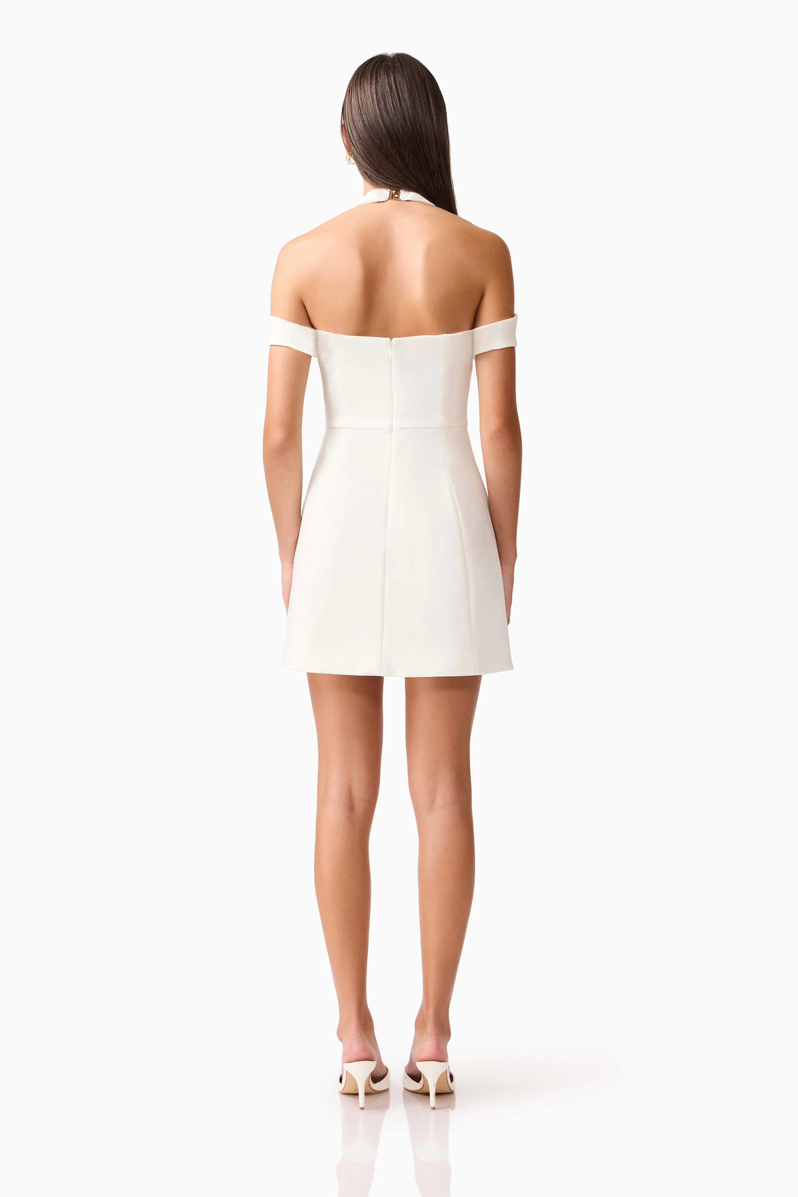 Ruby Halter Mini Dress in White
