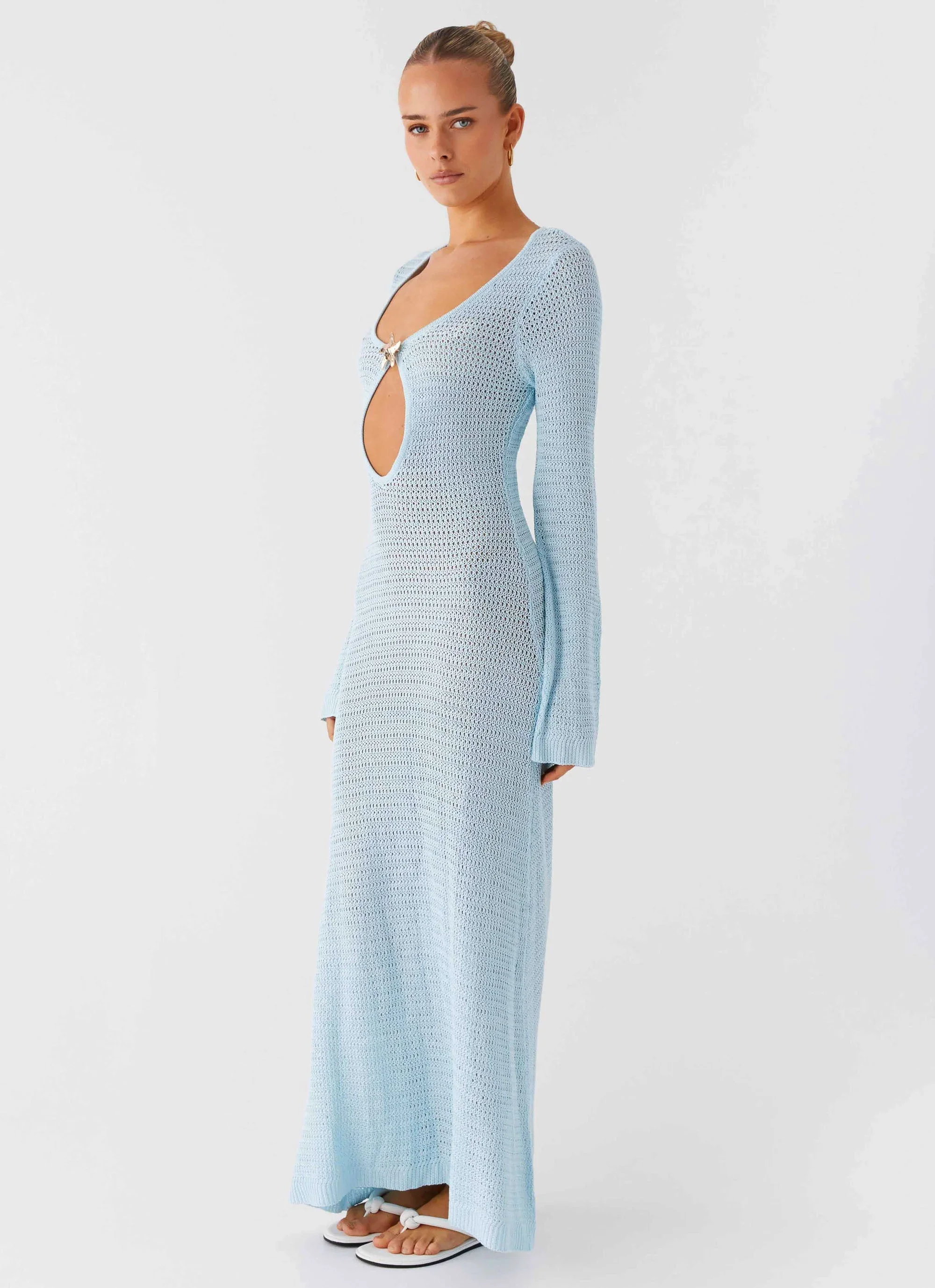 Seascape Crochet Maxi Dress - Blue