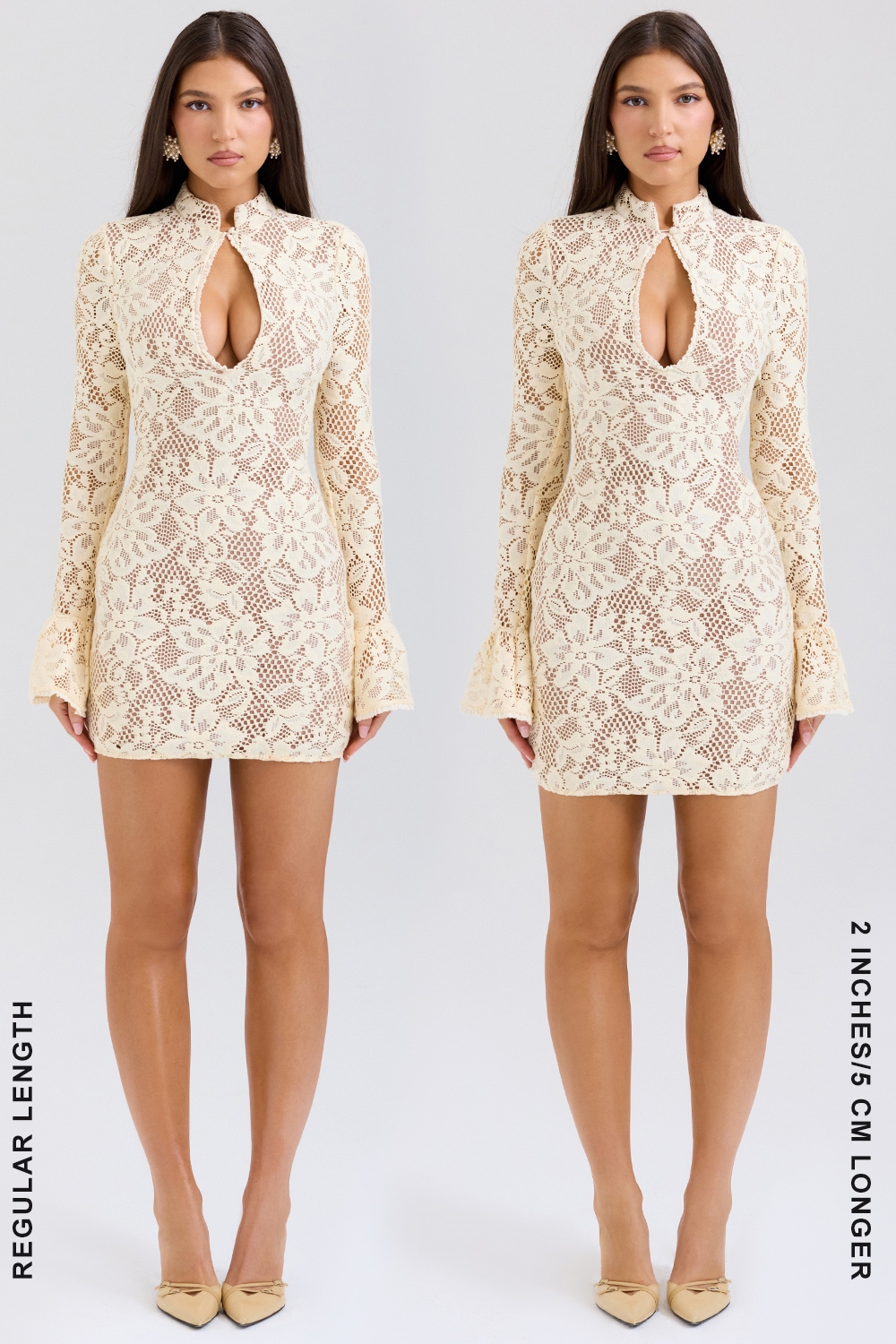 Buttermilk Keyhole Lace Mini Dress
