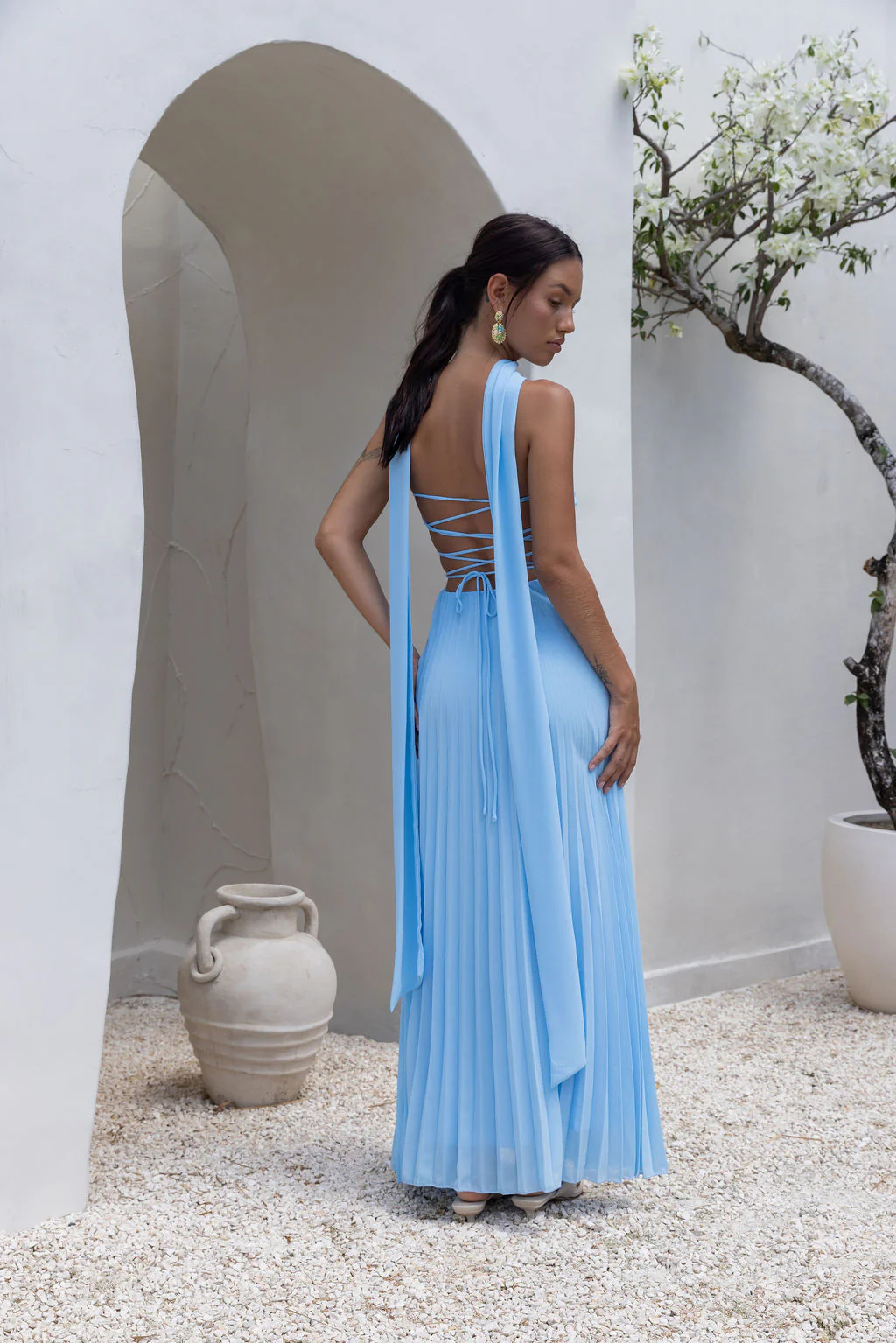 Rosewater Roads Strapless Maxi Dress Blue