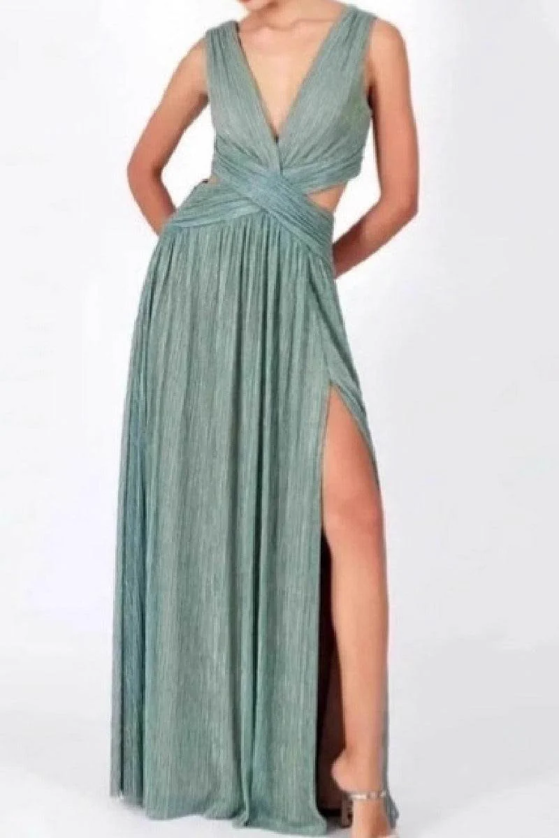 A-Line Maxi Bronzing Fabric Dress 969040775868