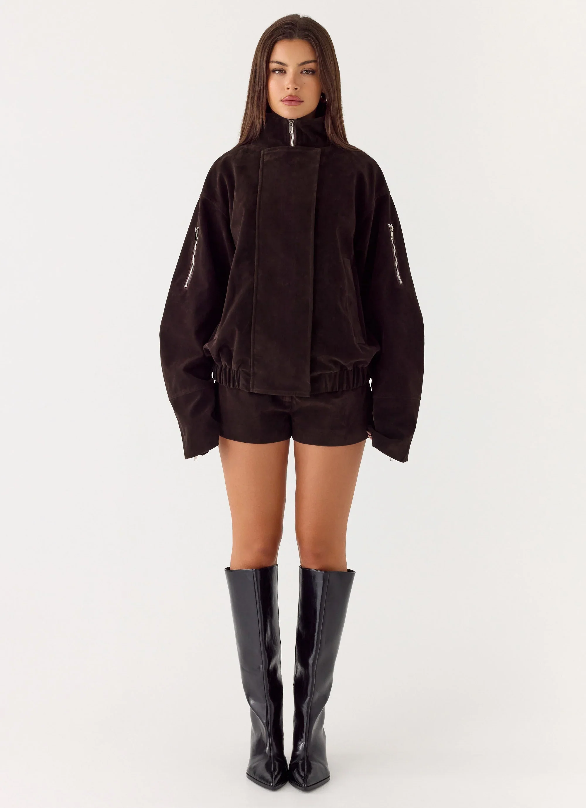 Marlow Faux Suede Jacket - Chocolate