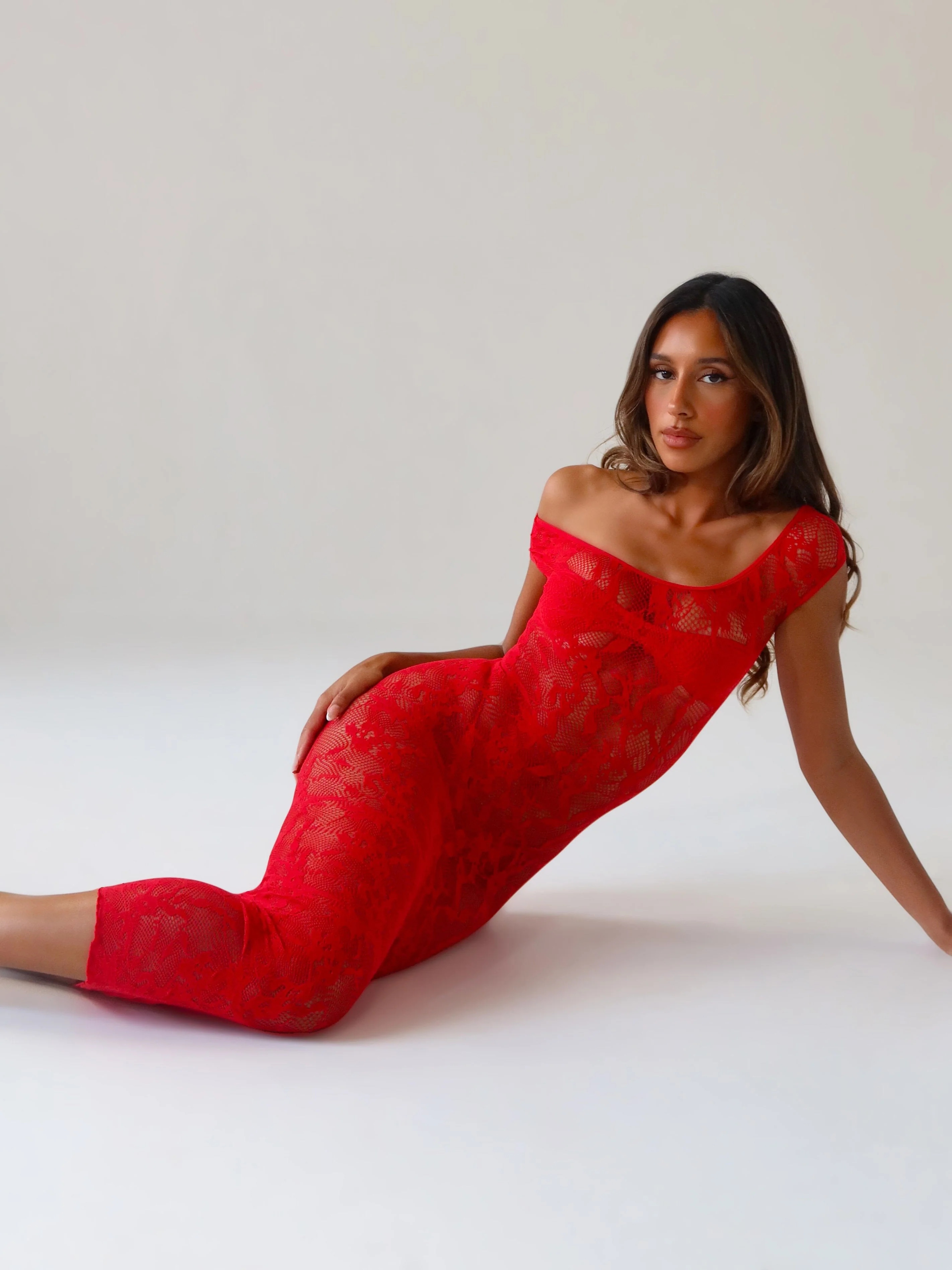 Kaelis Midi Dress Red