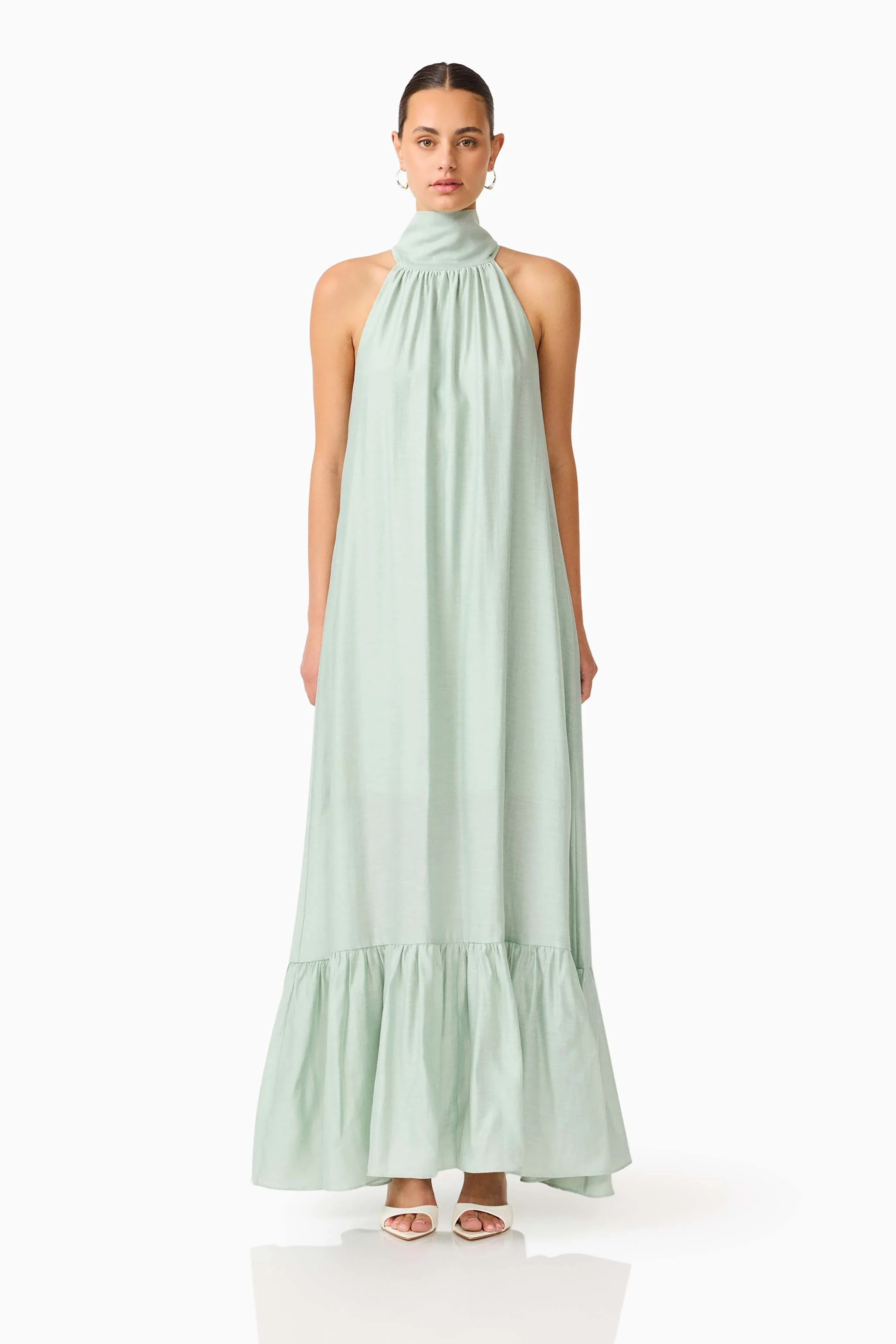 CURAAE Isaline Halter Maxi Dress in Sage Green
