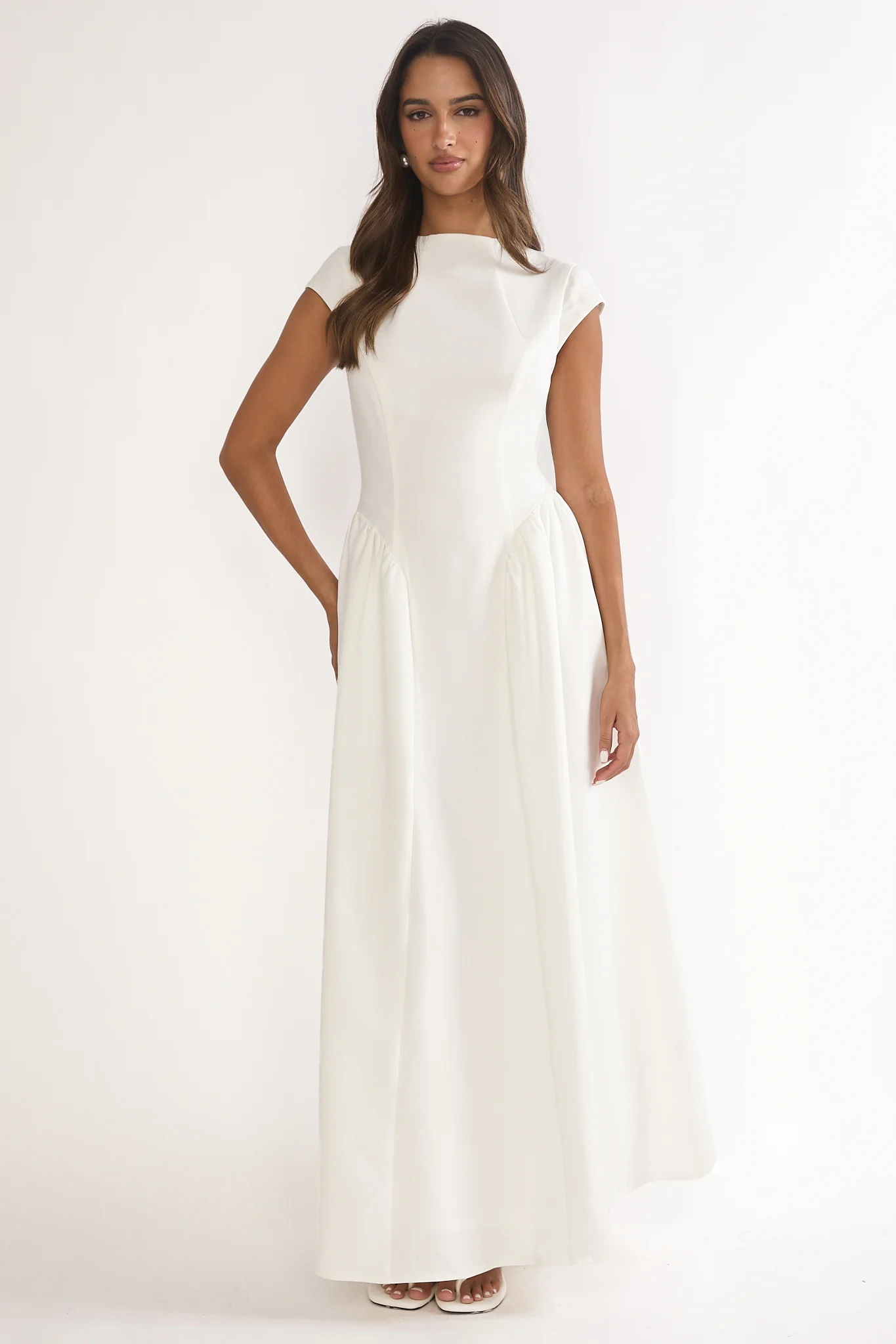Lynnie Cap Sleeve Maxi Dress Cream