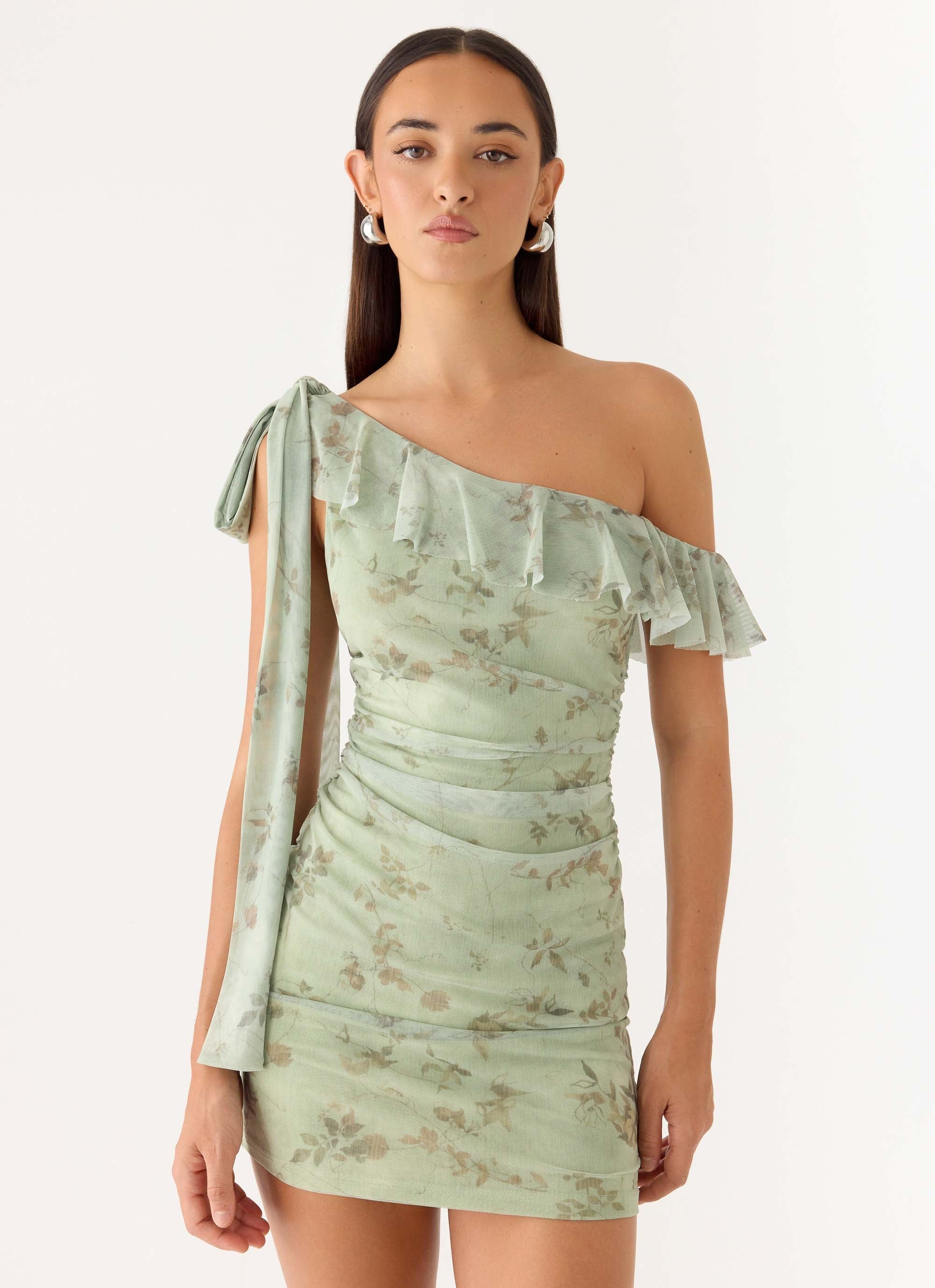 Hidden Gesture Mini Dress - Wispy Fern